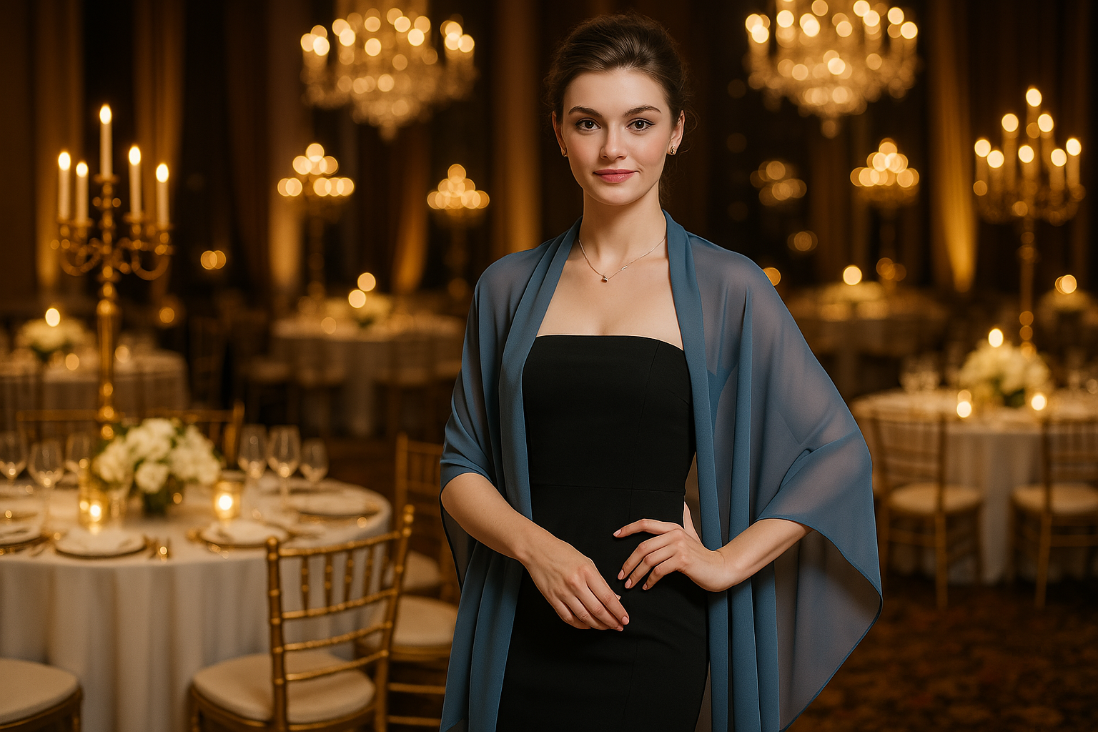 what color shawl with blue dress NicoBlu Josephine Pashmina Shawl in Midnight Navy Blue main image 0