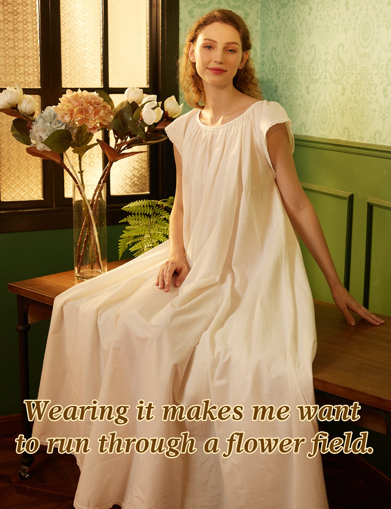 Victorian maternity nightgown showcasing comfortable fit and timeless elegant design