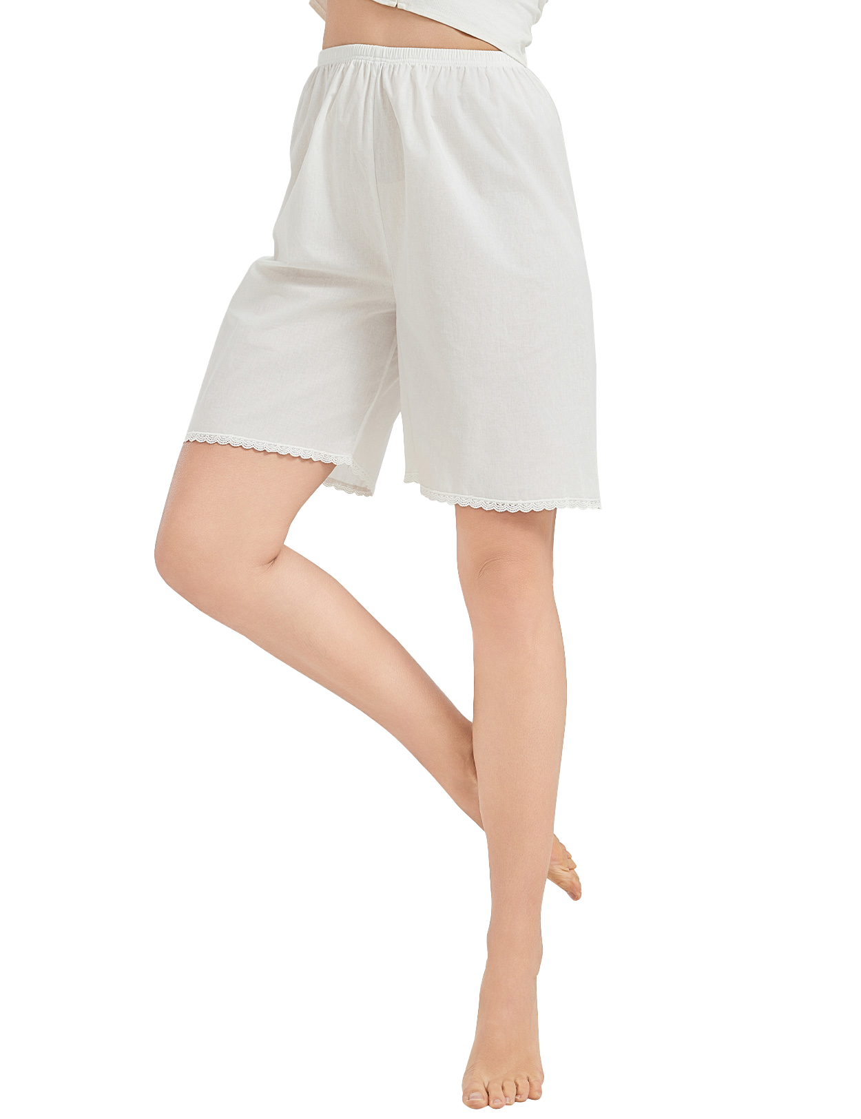 Damen Baumwoll-Pettipants mit Spitzenbesatz, Loose Fit