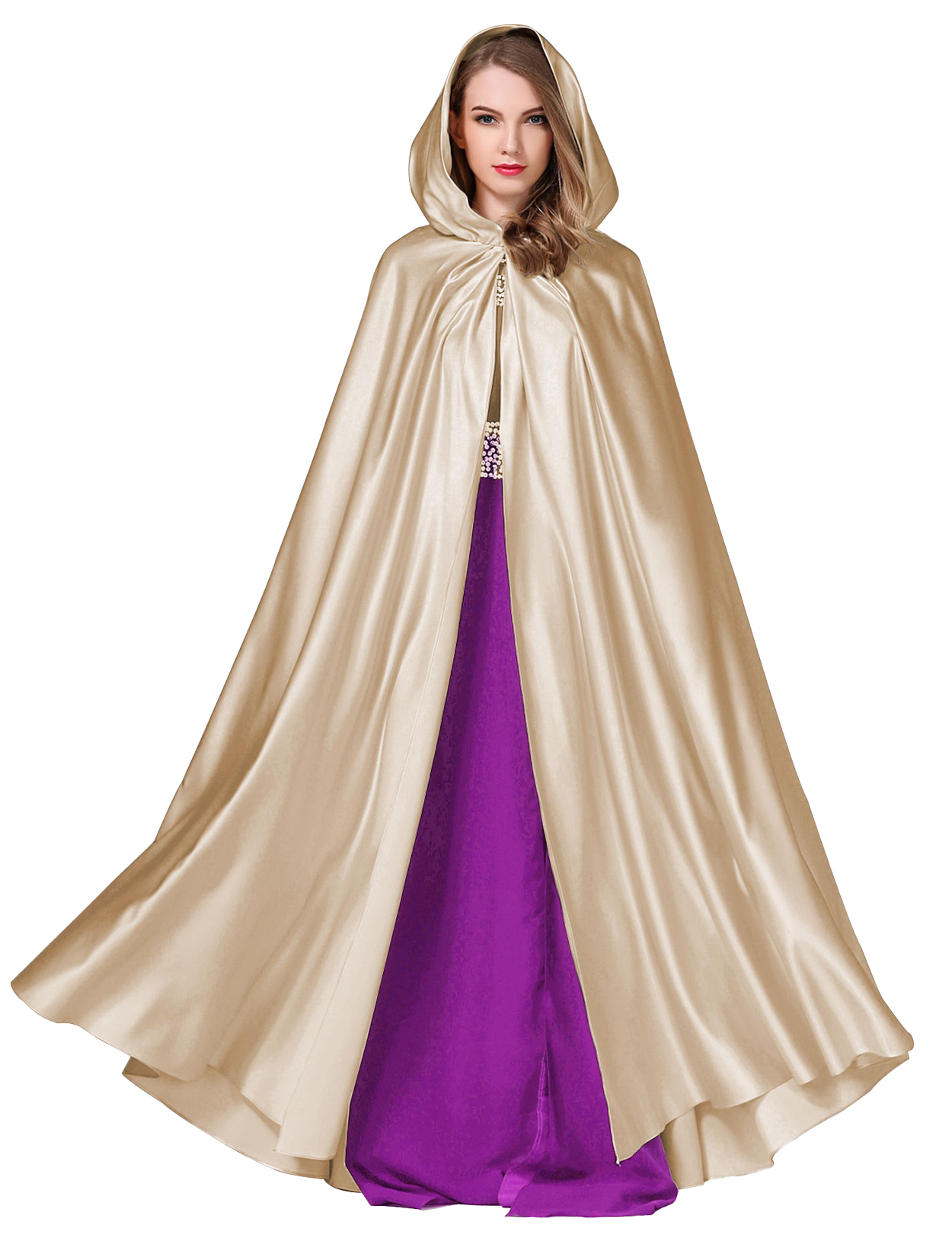 Elegant Hooded Bridal Cape - Full Length Wedding Cloak