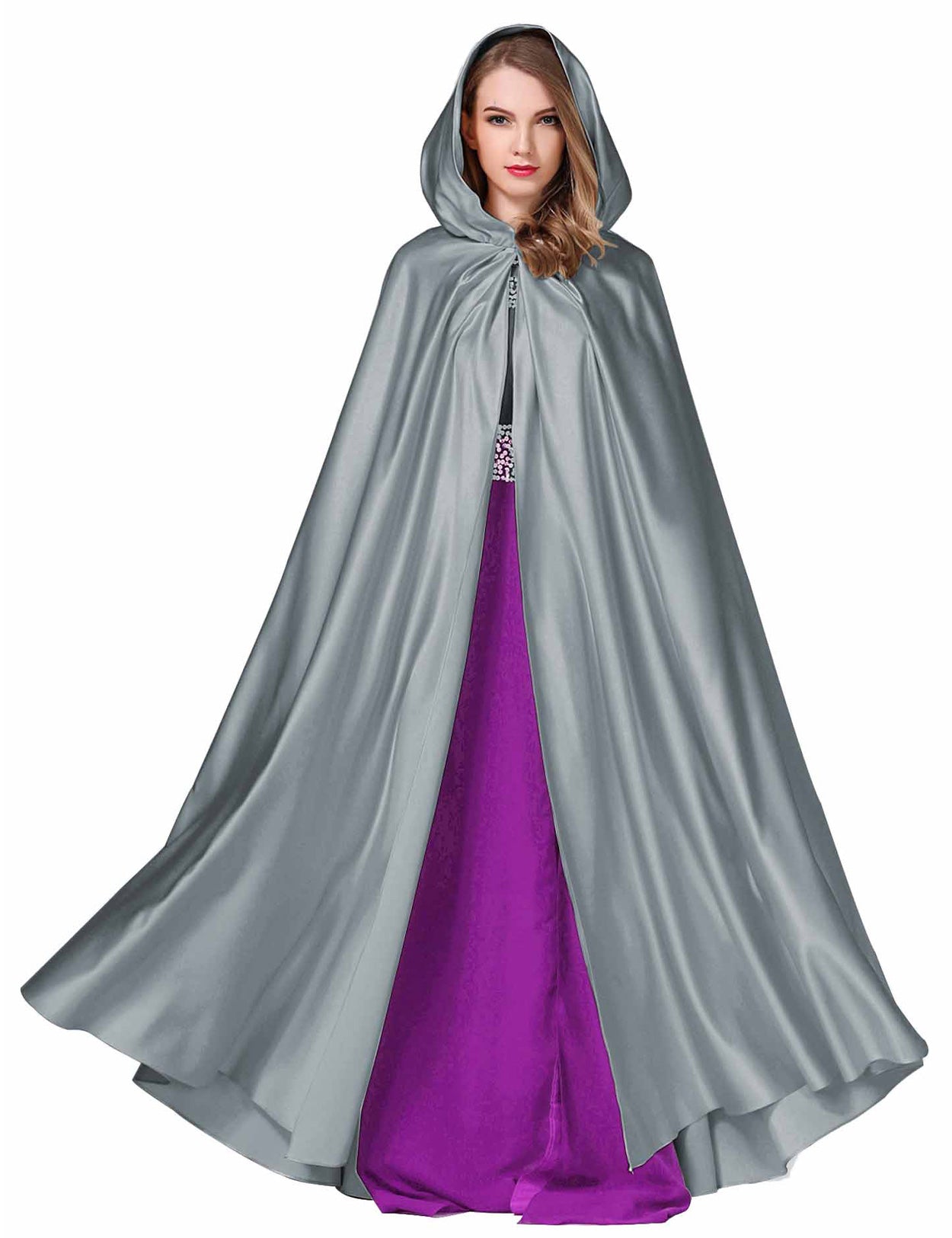 Élégante cape de mariée à capuche - Cape de mariage longue