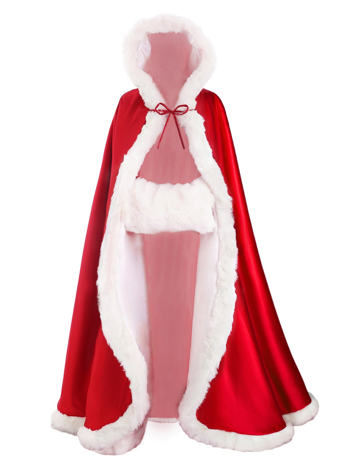 Cape de mariage réversible avec bordure en fourrure et capuche