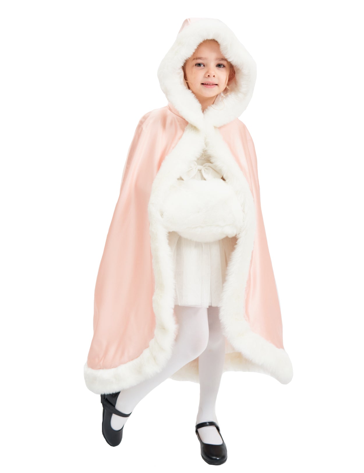 Cape en fourrure pour tout-petit : costume de demoiselle d'honneur et de cape à capuche de Noël