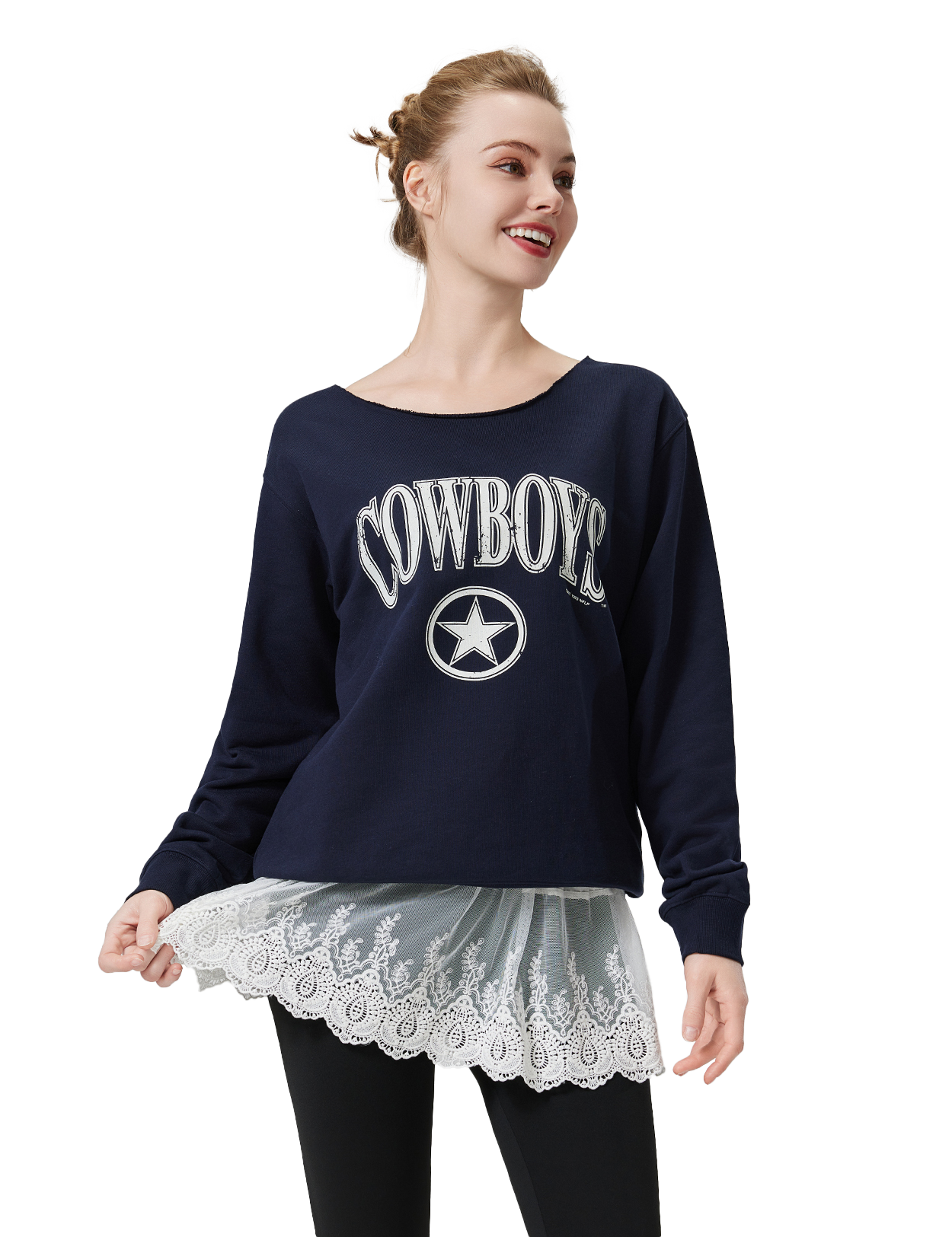 Mini-jupe ivoire/noire - Extension de chemise en dentelle florale