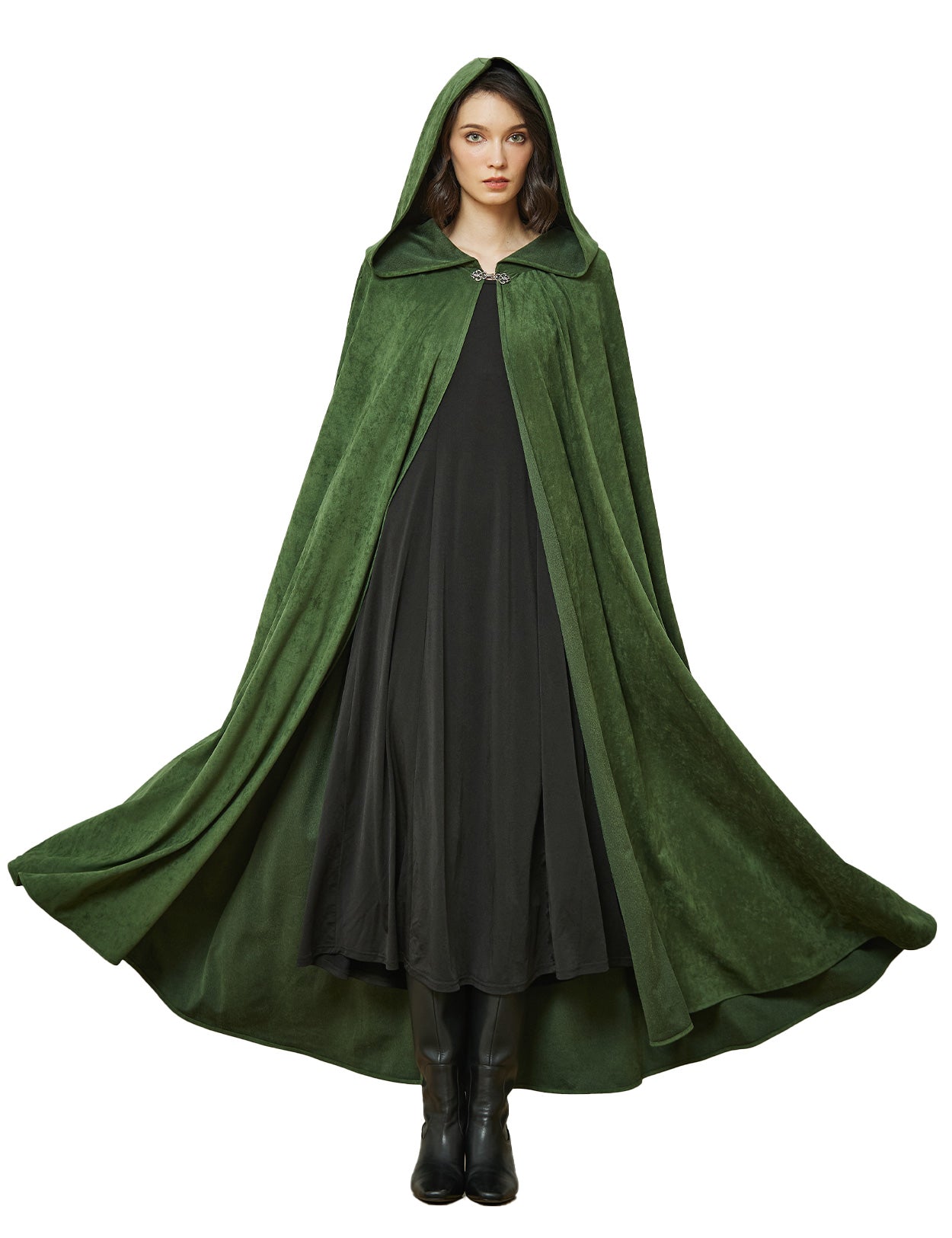 Cape à capuche médiévale pour Halloween, cosplay, cape en daim