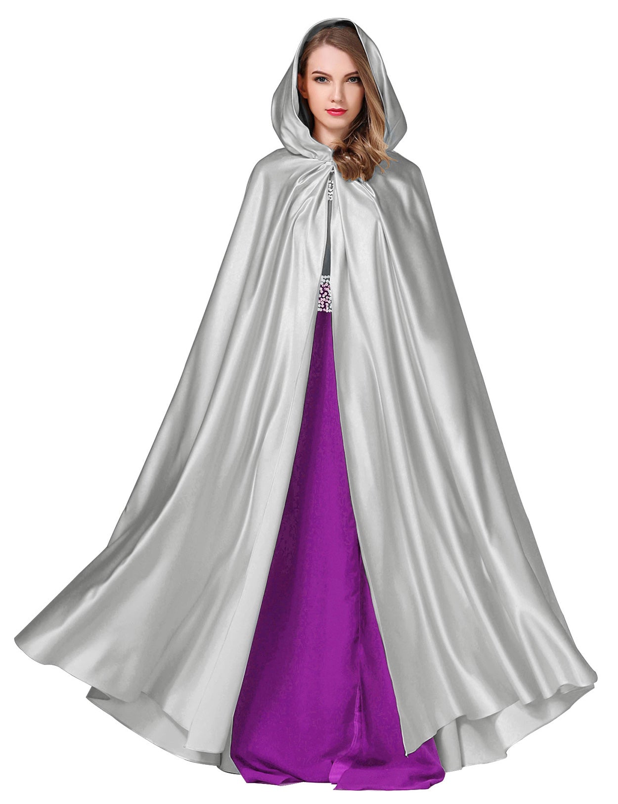 Élégante cape de mariée à capuche - Cape de mariage longue