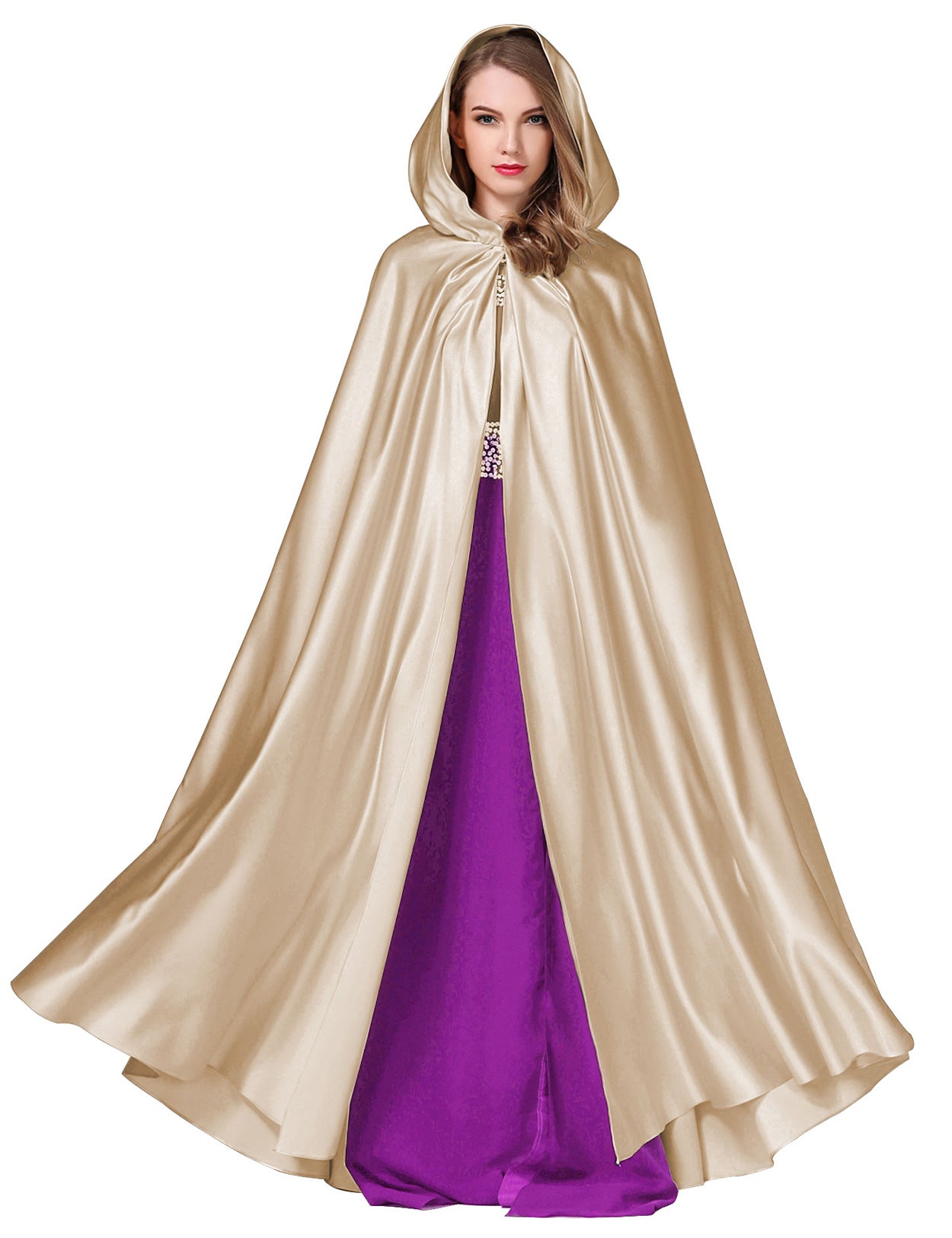 Élégante cape de mariée à capuche - Cape de mariage longue