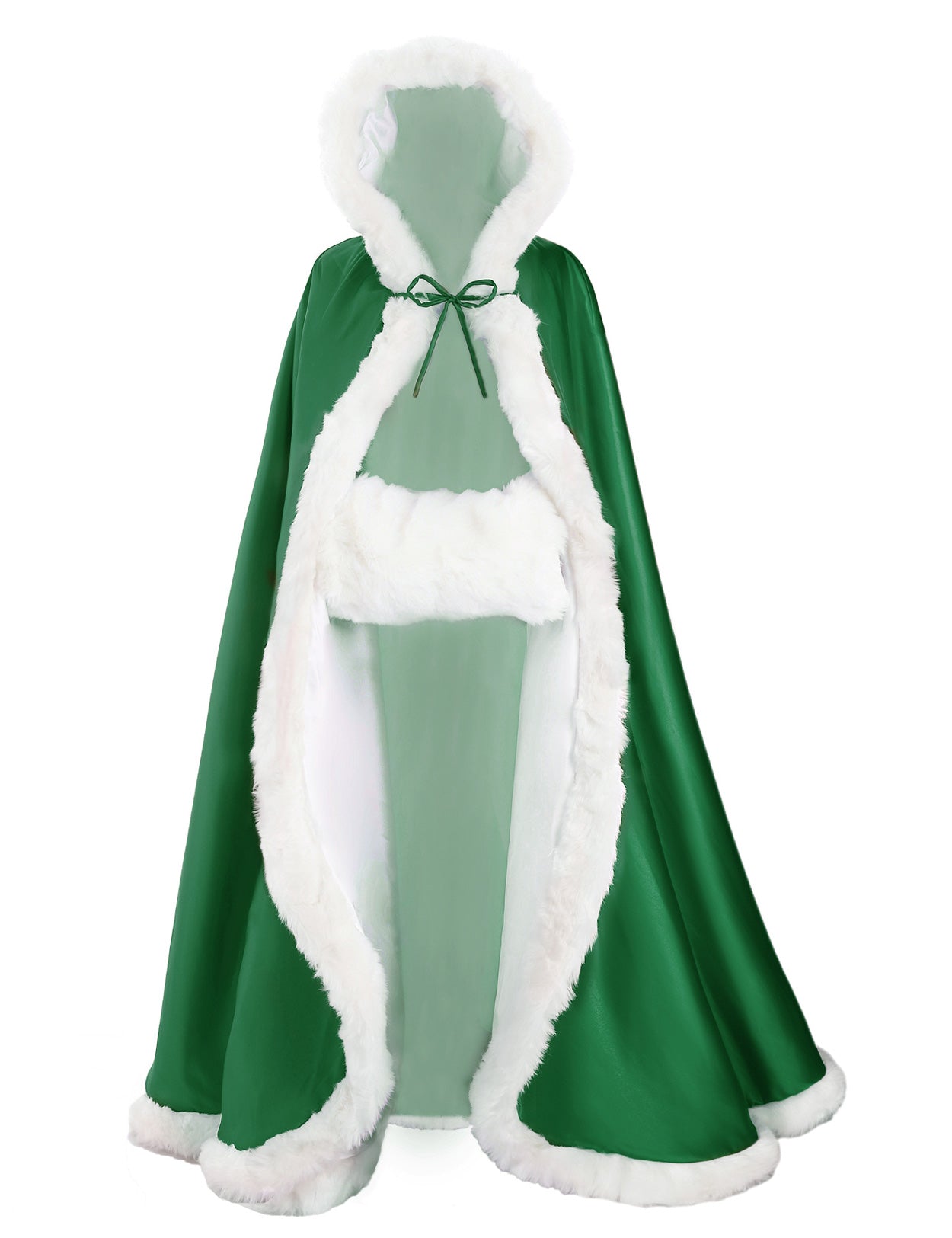 Cape de mariage réversible avec bordure en fourrure et capuche