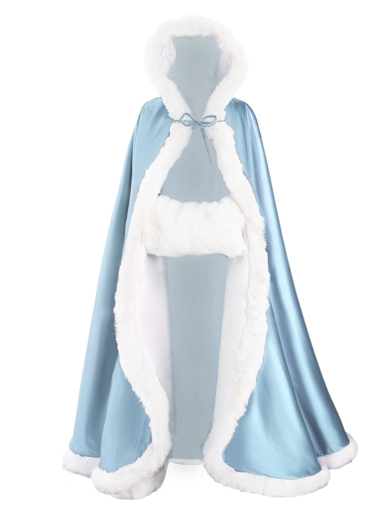 Cape de mariage réversible avec bordure en fourrure et capuche