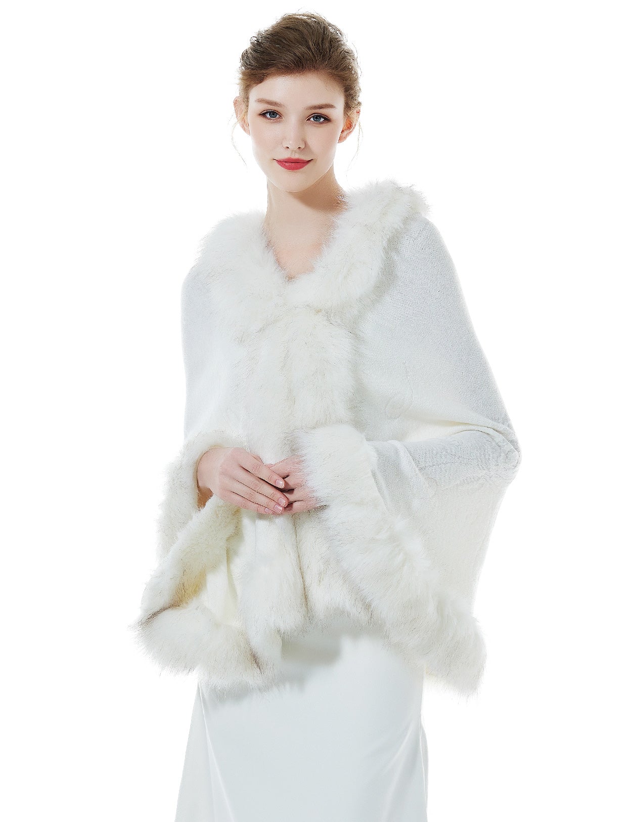 Luxurious Faux Fur Shawl for Winter Wedding Bridal Cape Elegant Wrap