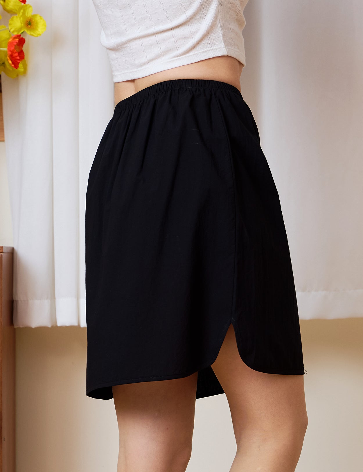 Women's Cotton Half Slip with Curved Hem and Side Slit