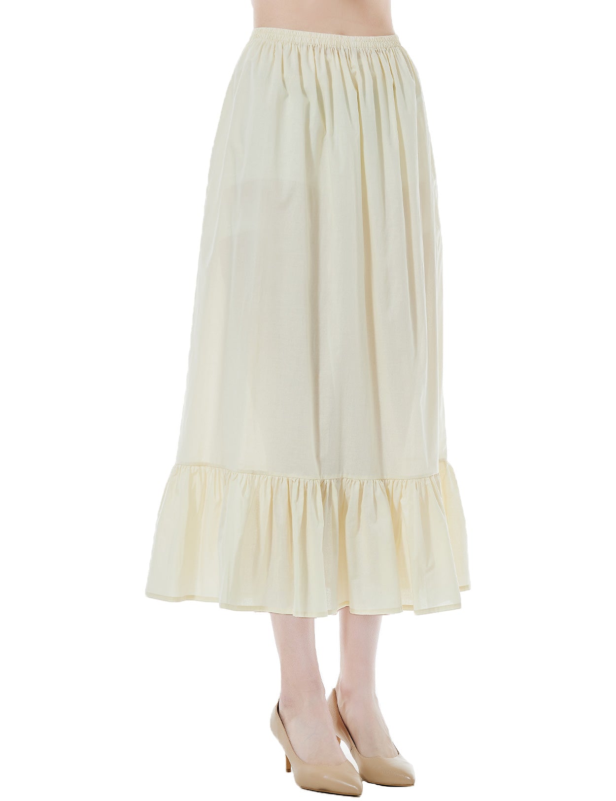 Vintage Cotton Half Slip - Underskirt for Dresses, Comfortable & Breathable (Ivory/Beige/White/Black)