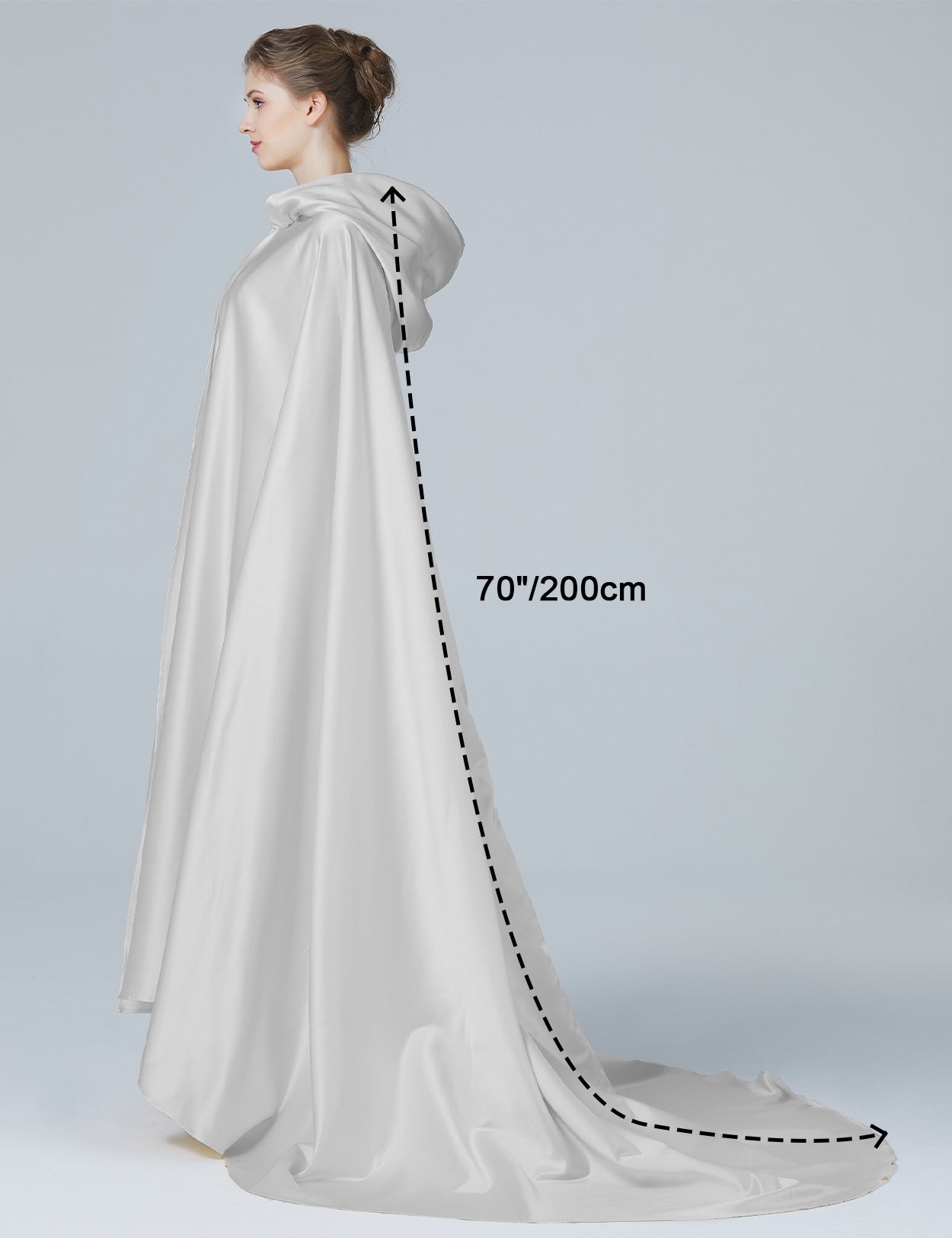 Elegant Wedding Cape with Hood - Full Length Trailing Bridal Poncho