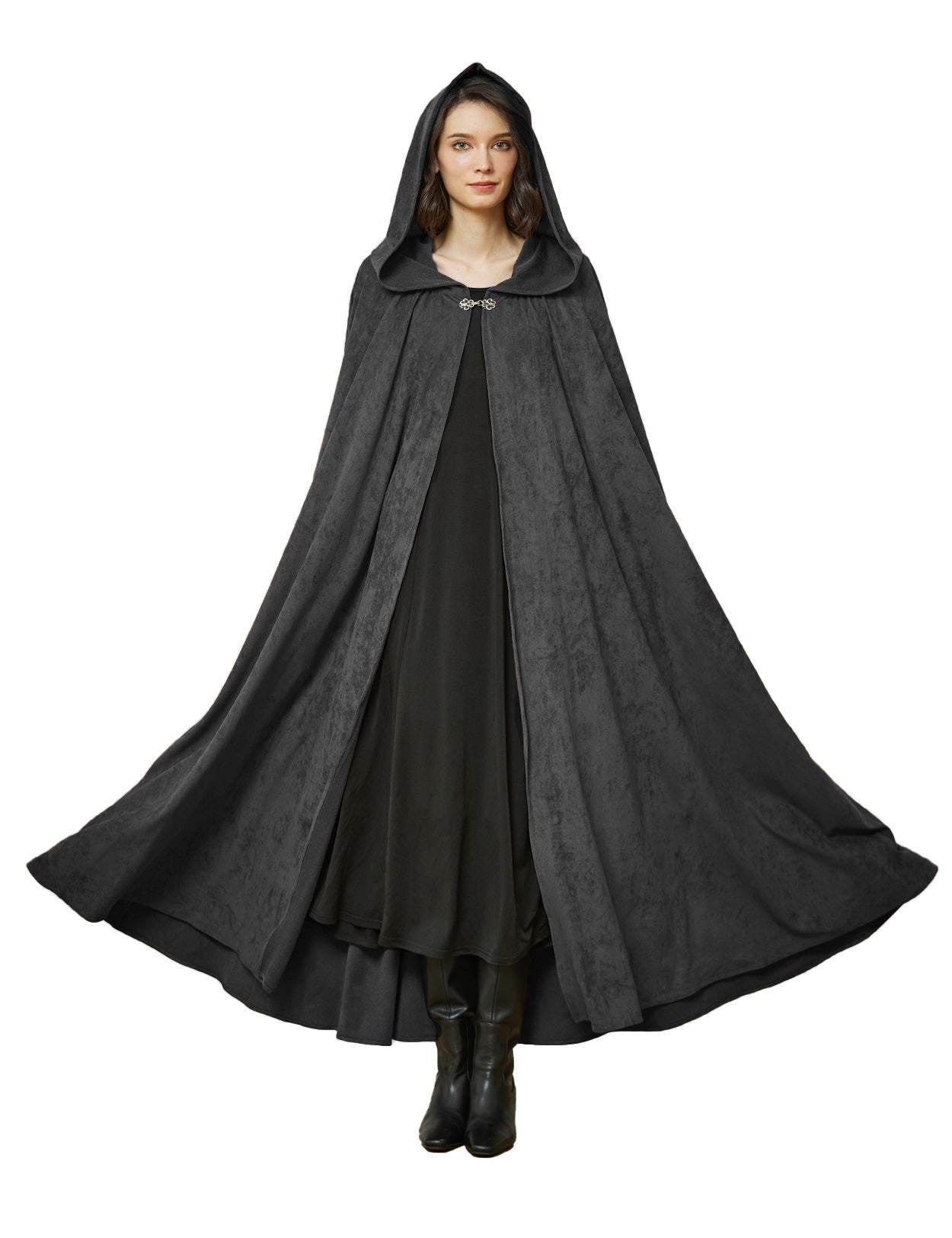 Cape à capuche médiévale pour Halloween, cosplay, cape en daim
