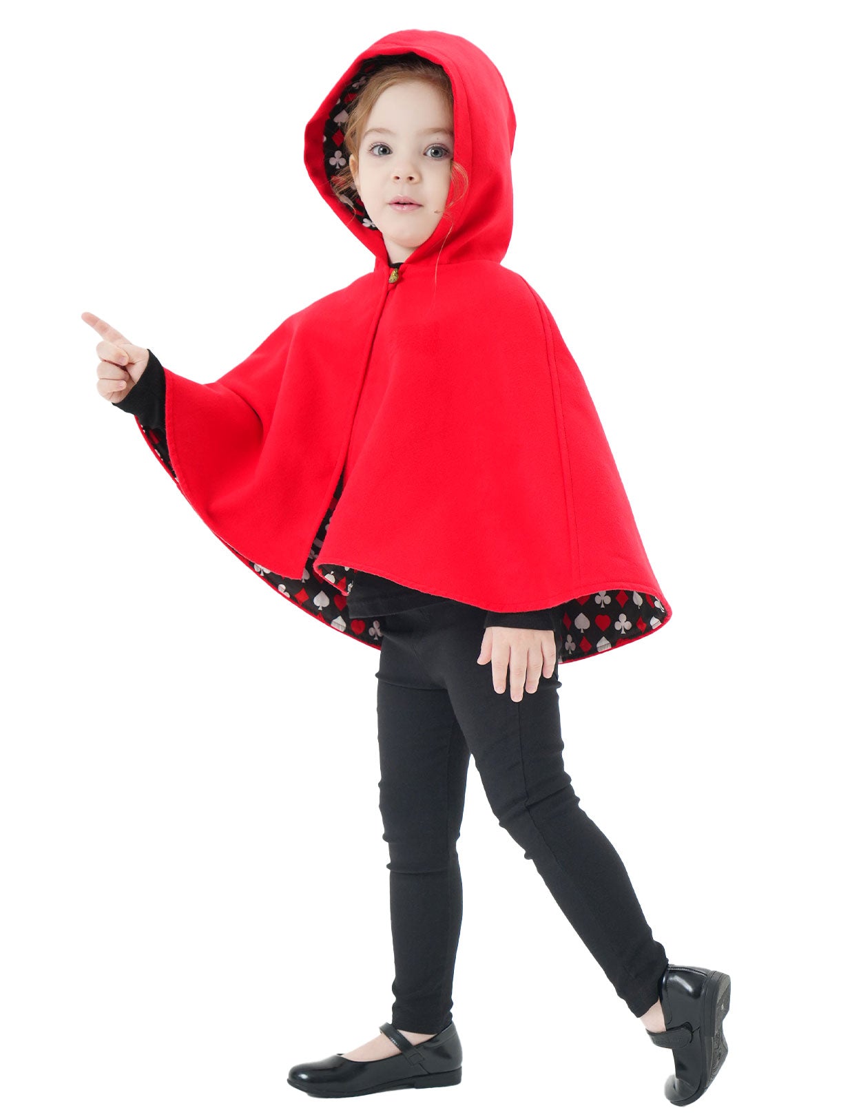 Girl's Hooded Cape Cloak with Cotton Lining for Halloween Christmas