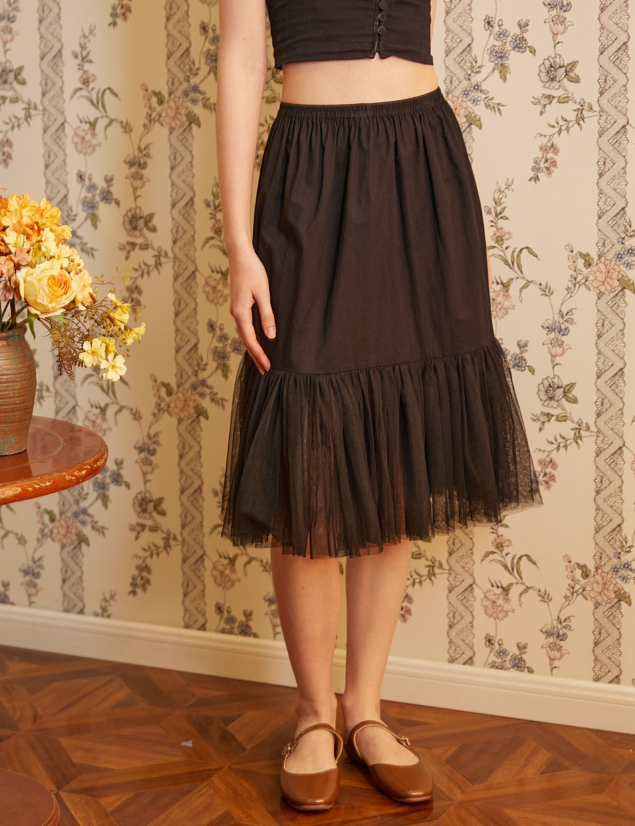 Jupe trapèze médiévale en coton pour femme