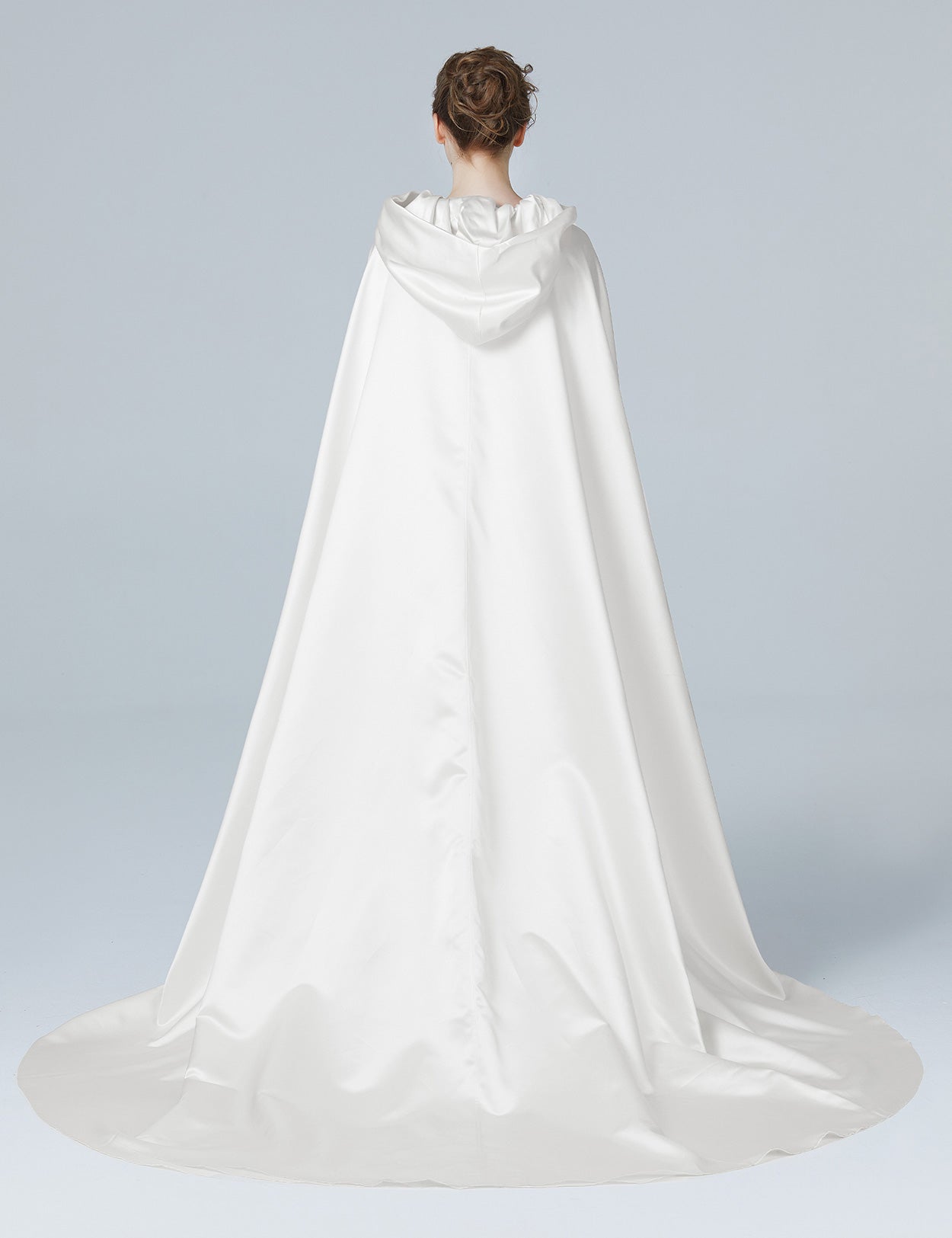 Elegant Wedding Cape with Hood - Full Length Trailing Bridal Poncho