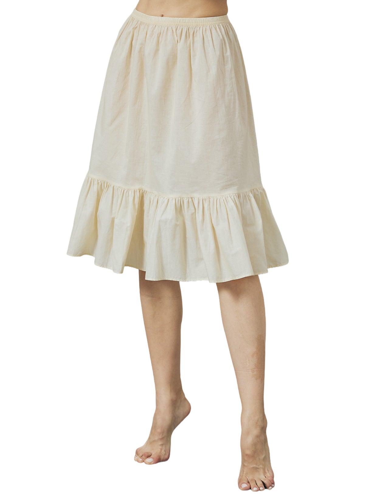 Vintage Cotton Half Slip - Underskirt for Dresses, Comfortable & Breathable (Ivory/Beige/White/Black)