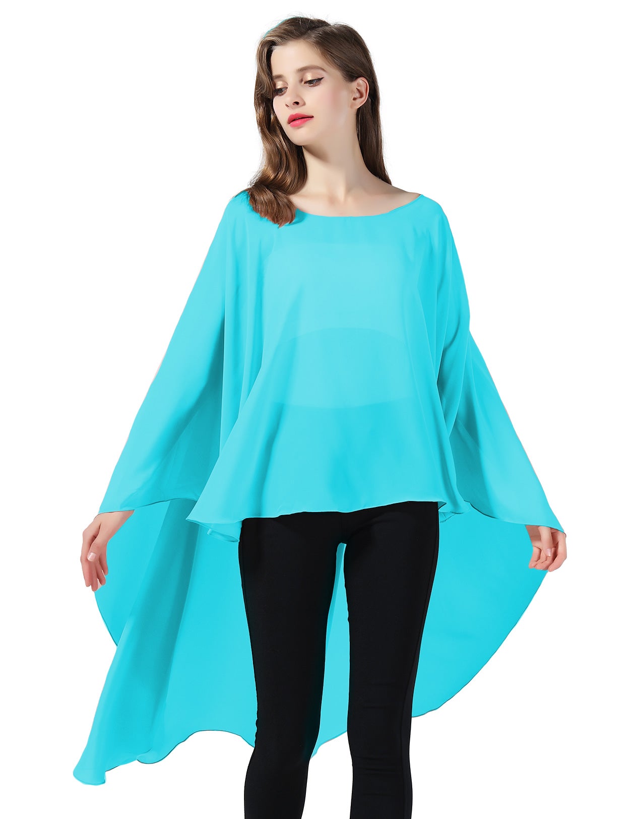 Chiffon High-Low Wedding Bridal Cape Shawl (24 colors)