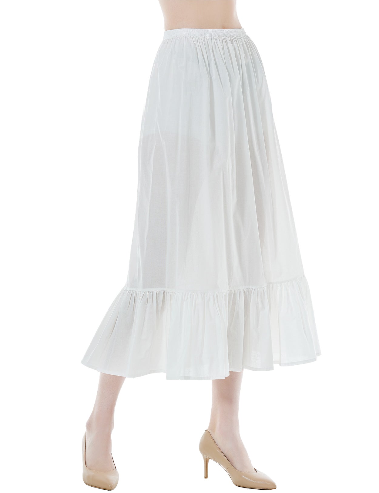 Vintage Cotton Half Slip - Underskirt for Dresses, Comfortable & Breathable (Ivory/Beige/White/Black)