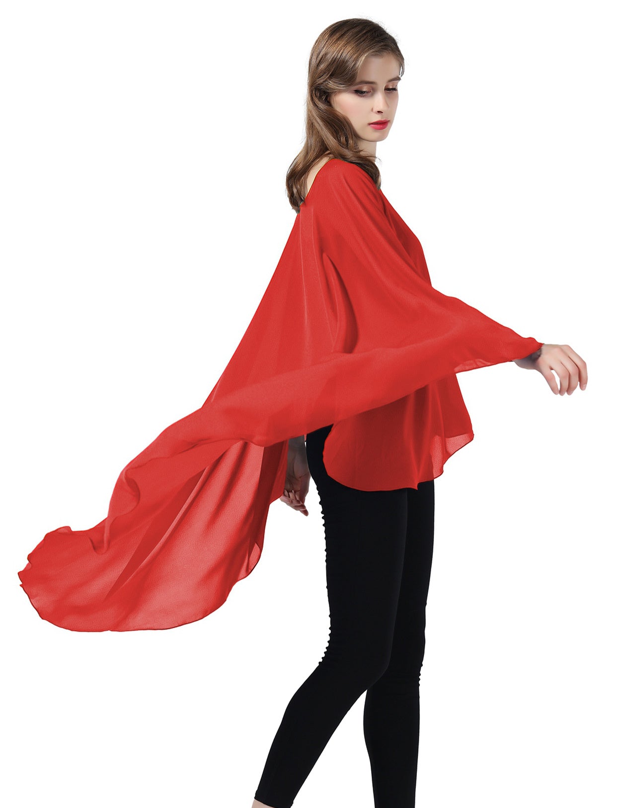 Chiffon High-Low Wedding Bridal Cape Shawl (24 colors)