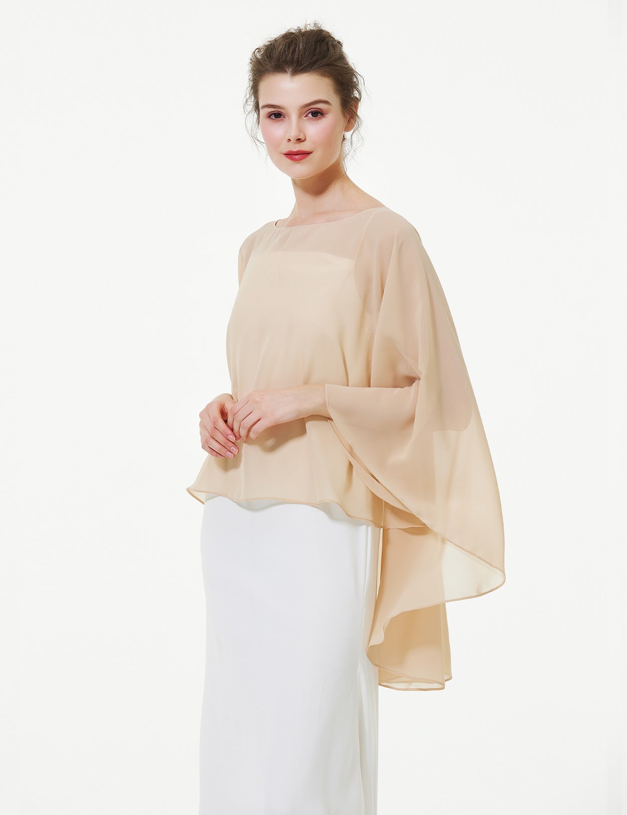 Cape en mousseline pour femme | Étole transparente et châle de soirée pour mariage d'automne