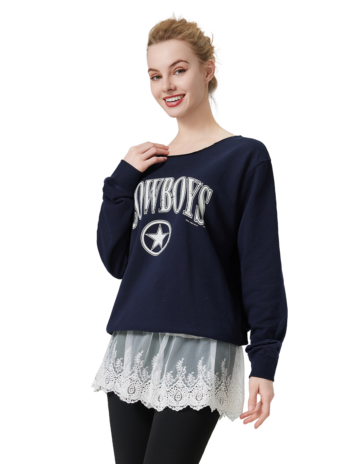 Mini-jupe ivoire/noire - Extension de chemise en dentelle florale