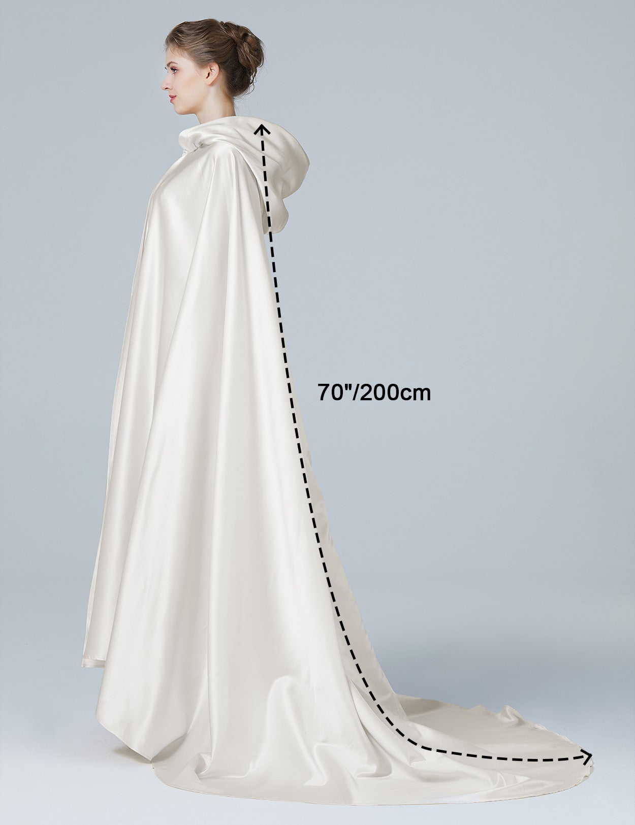 Elegant Wedding Cape with Hood - Full Length Trailing Bridal Poncho