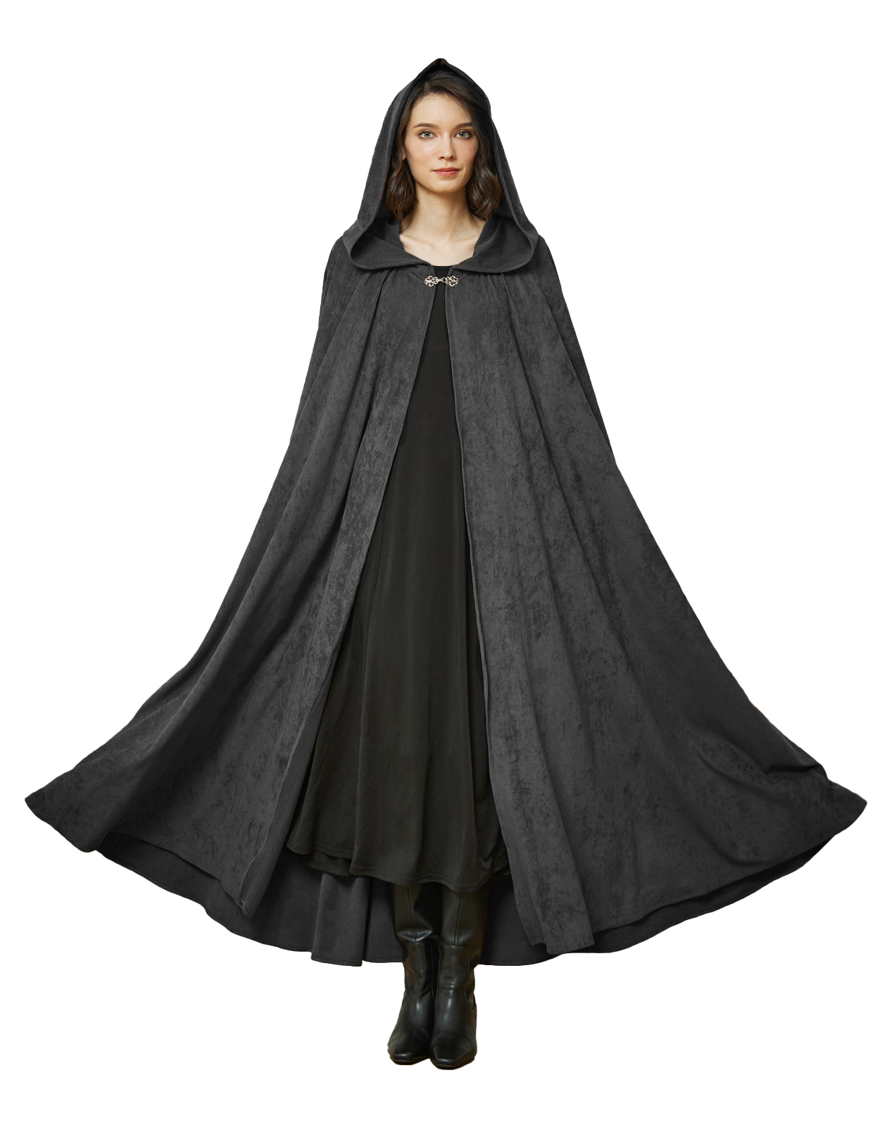 Cape à capuche médiévale pour Halloween, cosplay, cape en daim