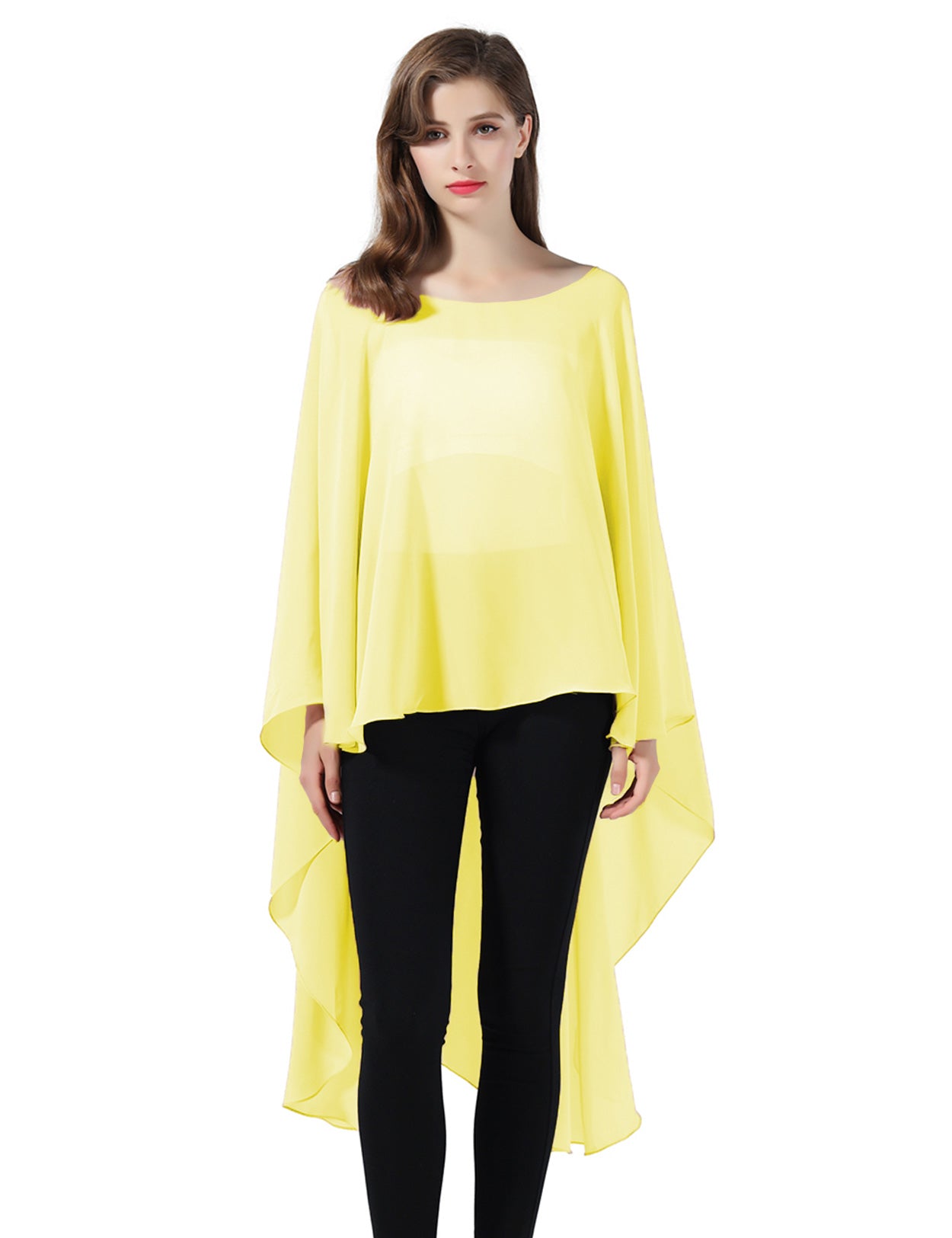 Chiffon High-Low Wedding Bridal Cape Shawl (24 colors)