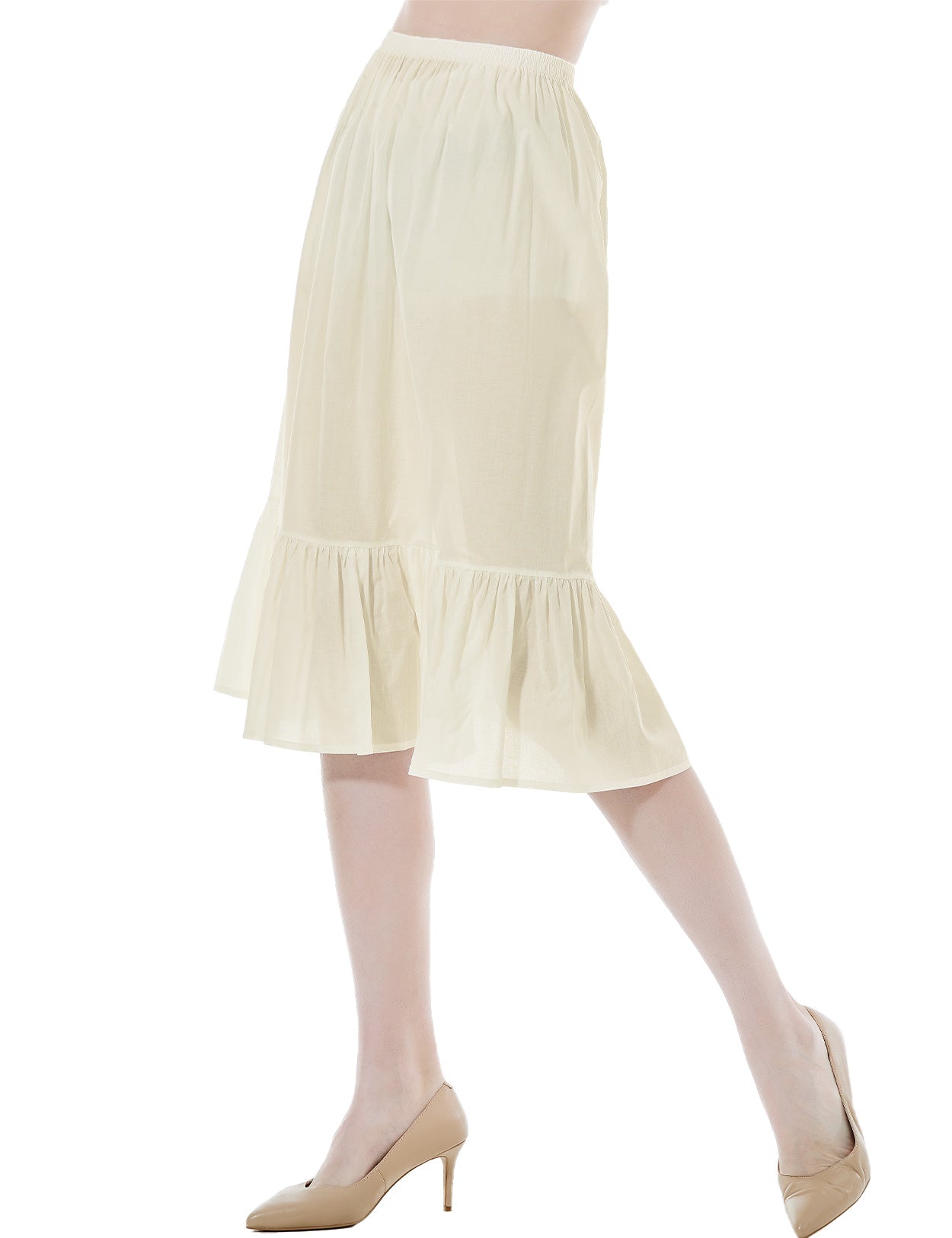 Vintage Cotton Half Slip - Underskirt for Dresses, Comfortable & Breathable (Ivory/Beige/White/Black)
