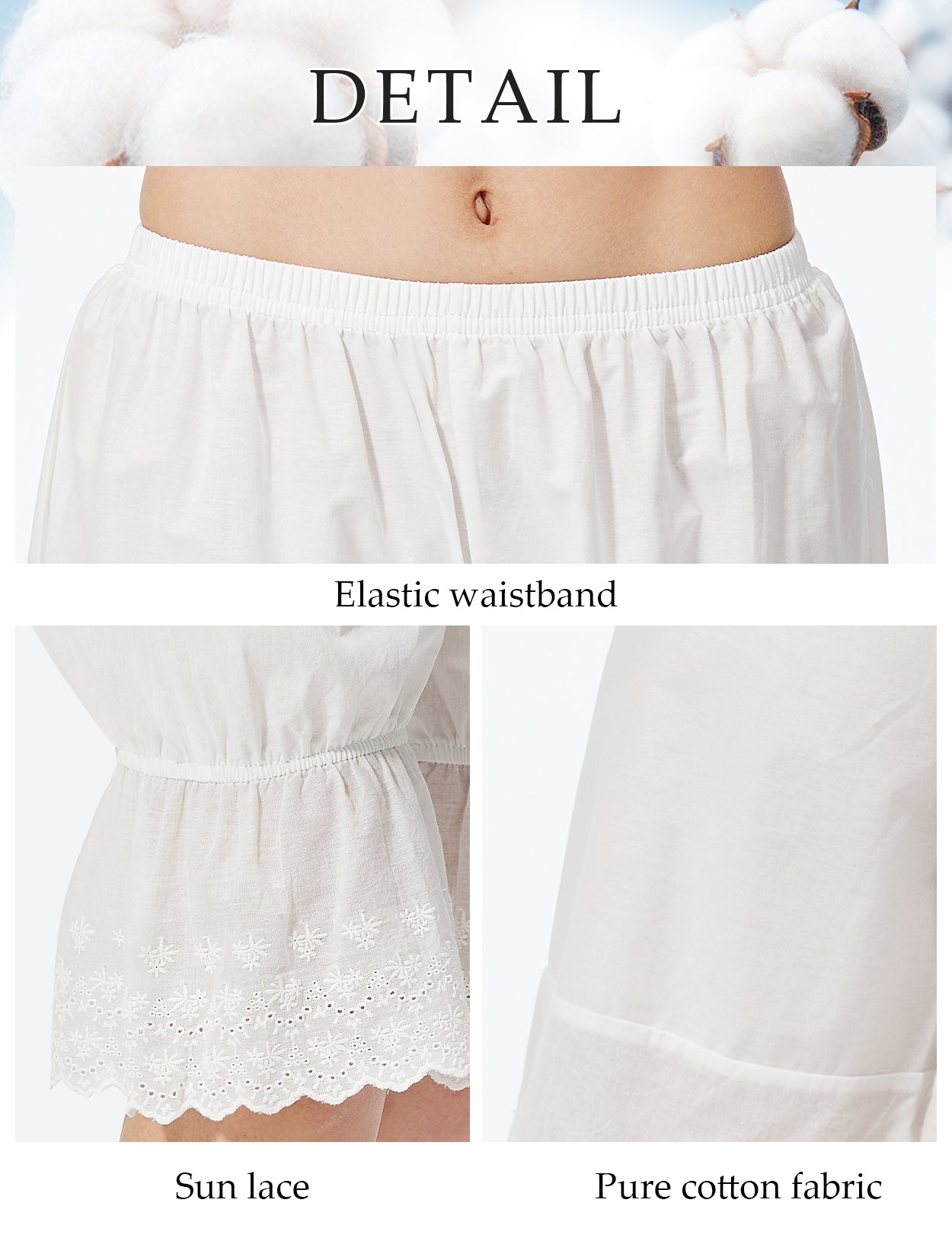 Bloomer vintage en coton avec ourlet à volants en dentelle pour femme | Costume