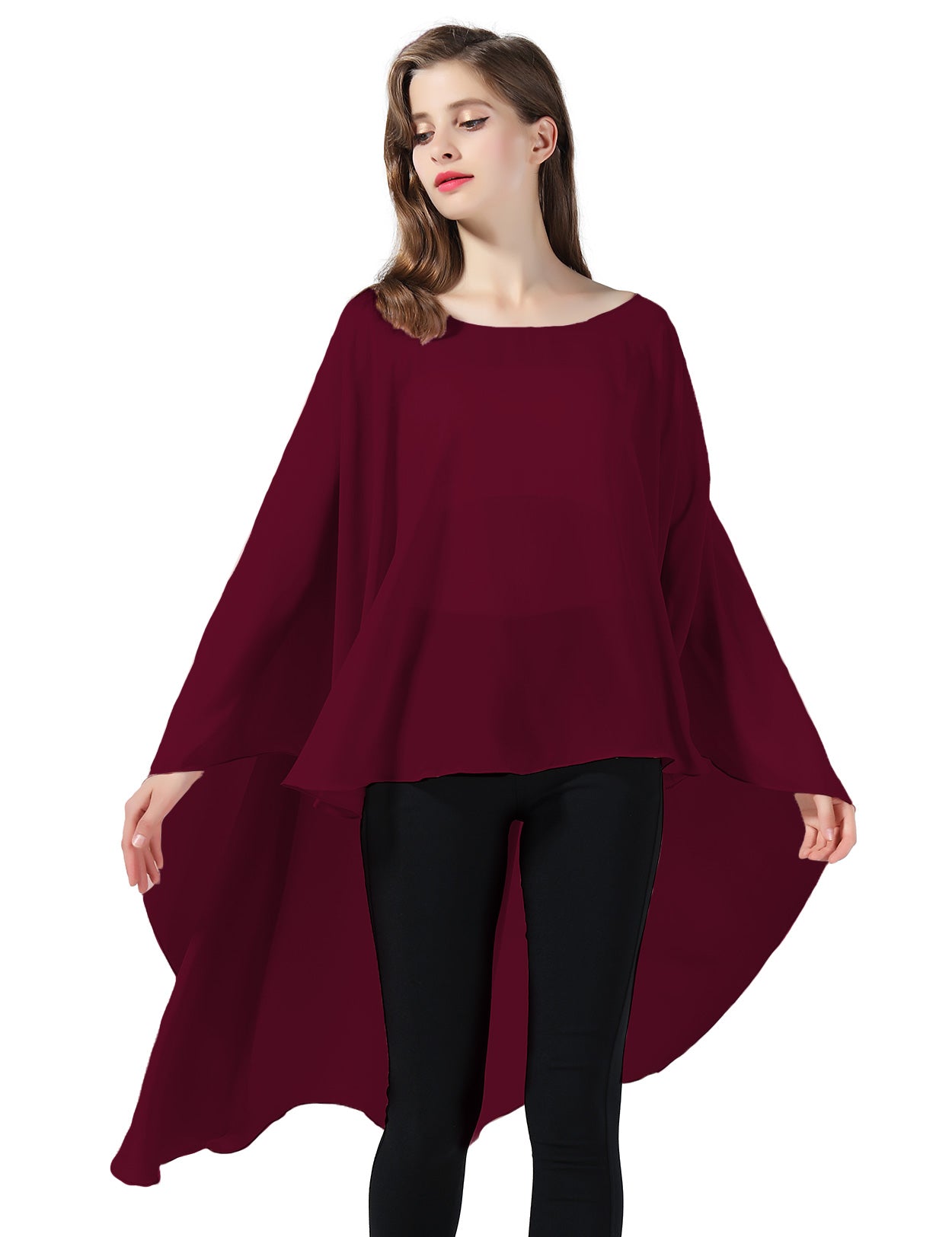 Chiffon High-Low Wedding Bridal Cape Shawl (24 colors)