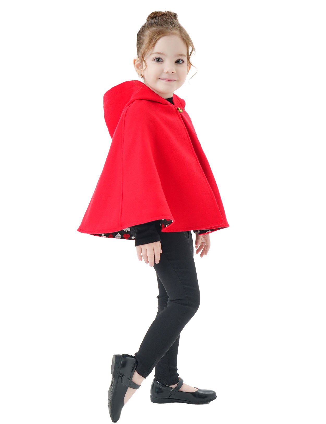 Girl's Hooded Cape Cloak with Cotton Lining for Halloween Christmas