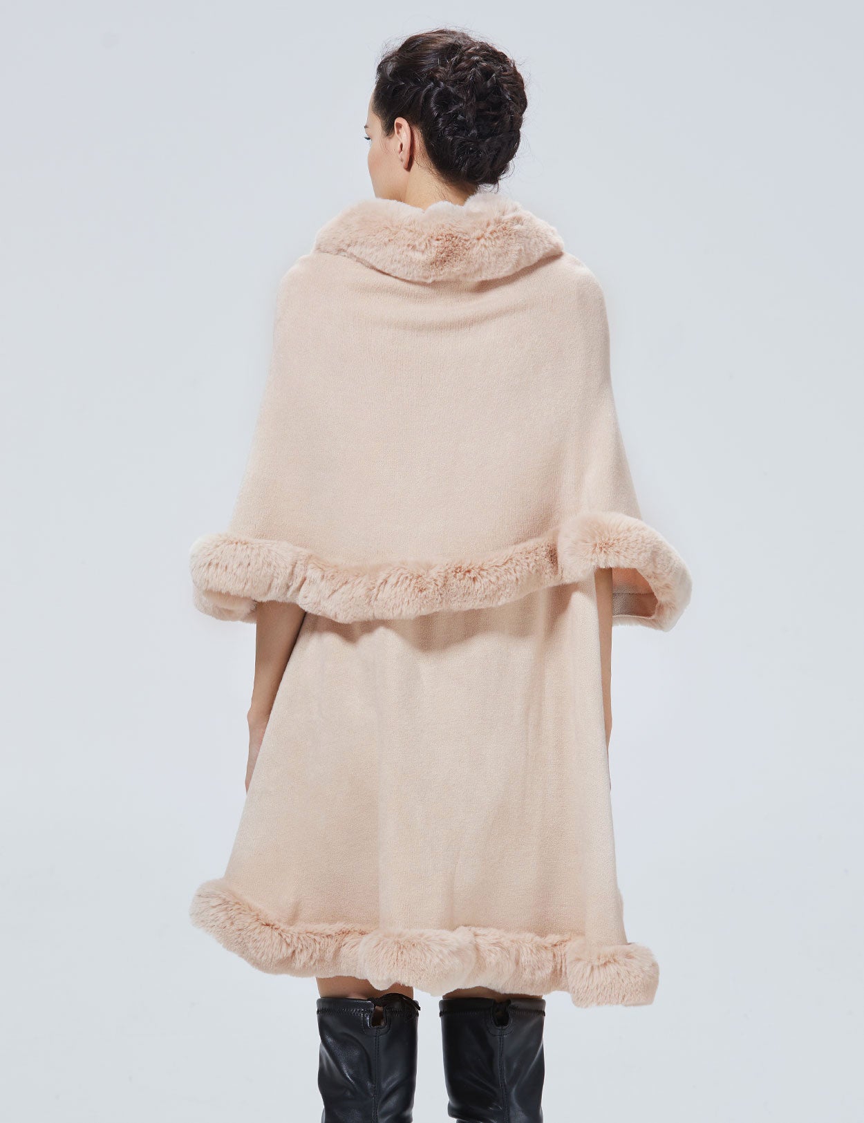 Chic Faux Fur Knit Cape Coat for Winter Weddings & Parties