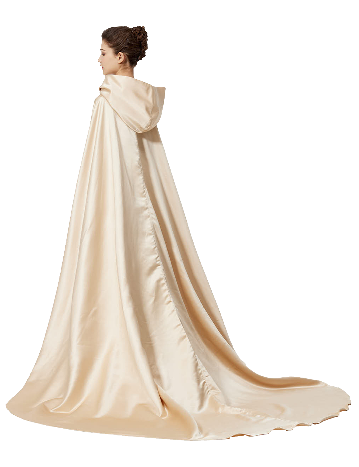 Eleganter Hochzeitsumhang mit Kapuze – Langer Brautponcho