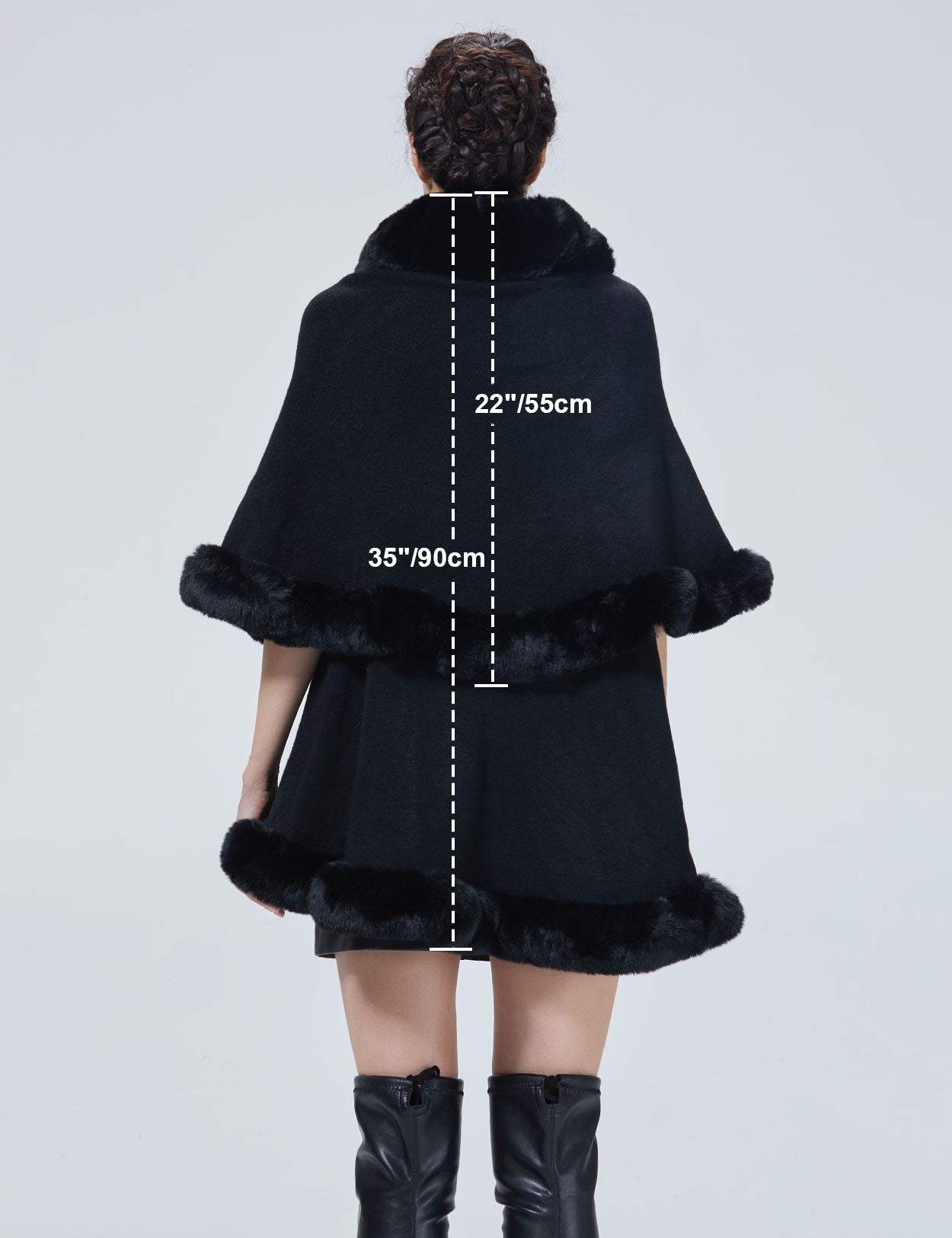 Chic Faux Fur Knit Cape Coat for Winter Weddings & Parties
