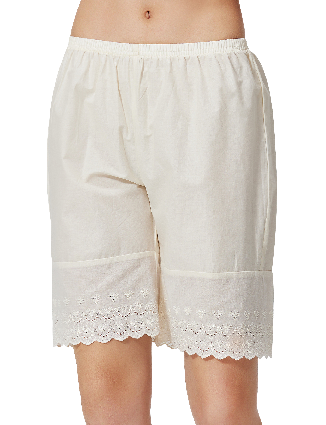 Women's Cotton Half Slip Knee-Length with Embroidery Hem | Pettipants Underskirt