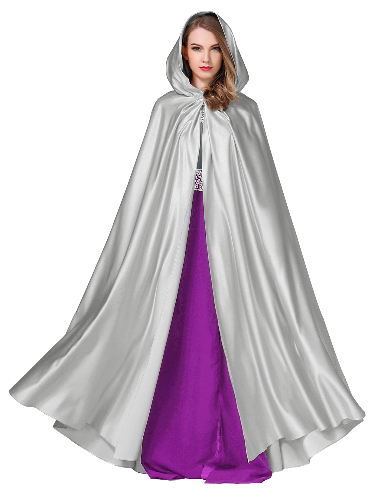Elegant Hooded Bridal Cape - Full Length Wedding Cloak