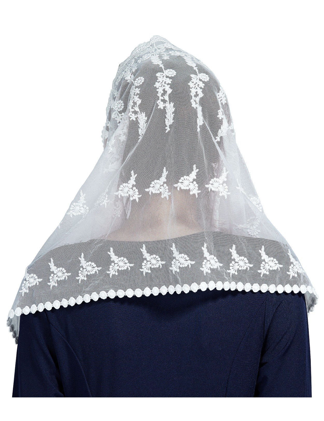 Spitzen-Mantilla-Schleier für die lateinische Ostermesse, Off-White & Black
