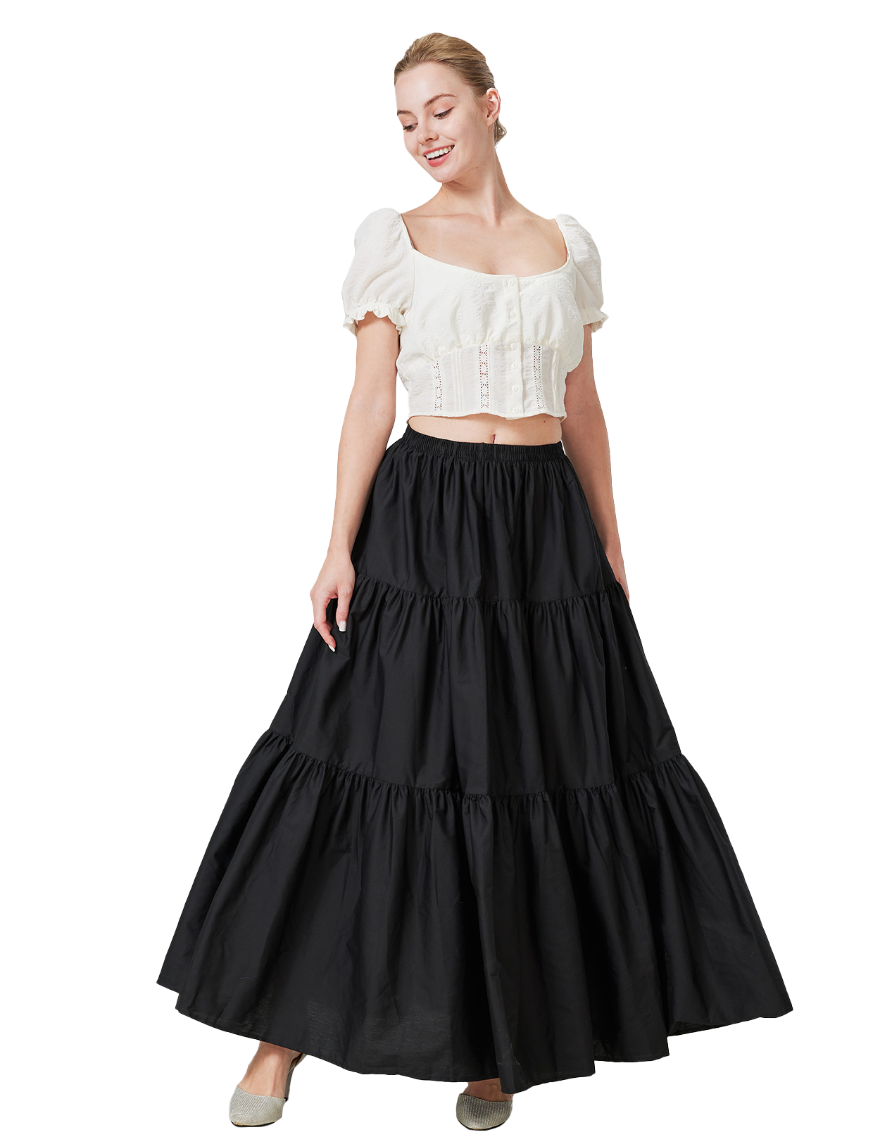 100% Cotton Renaissance Medieval Boho Maxi Skirt for Women
