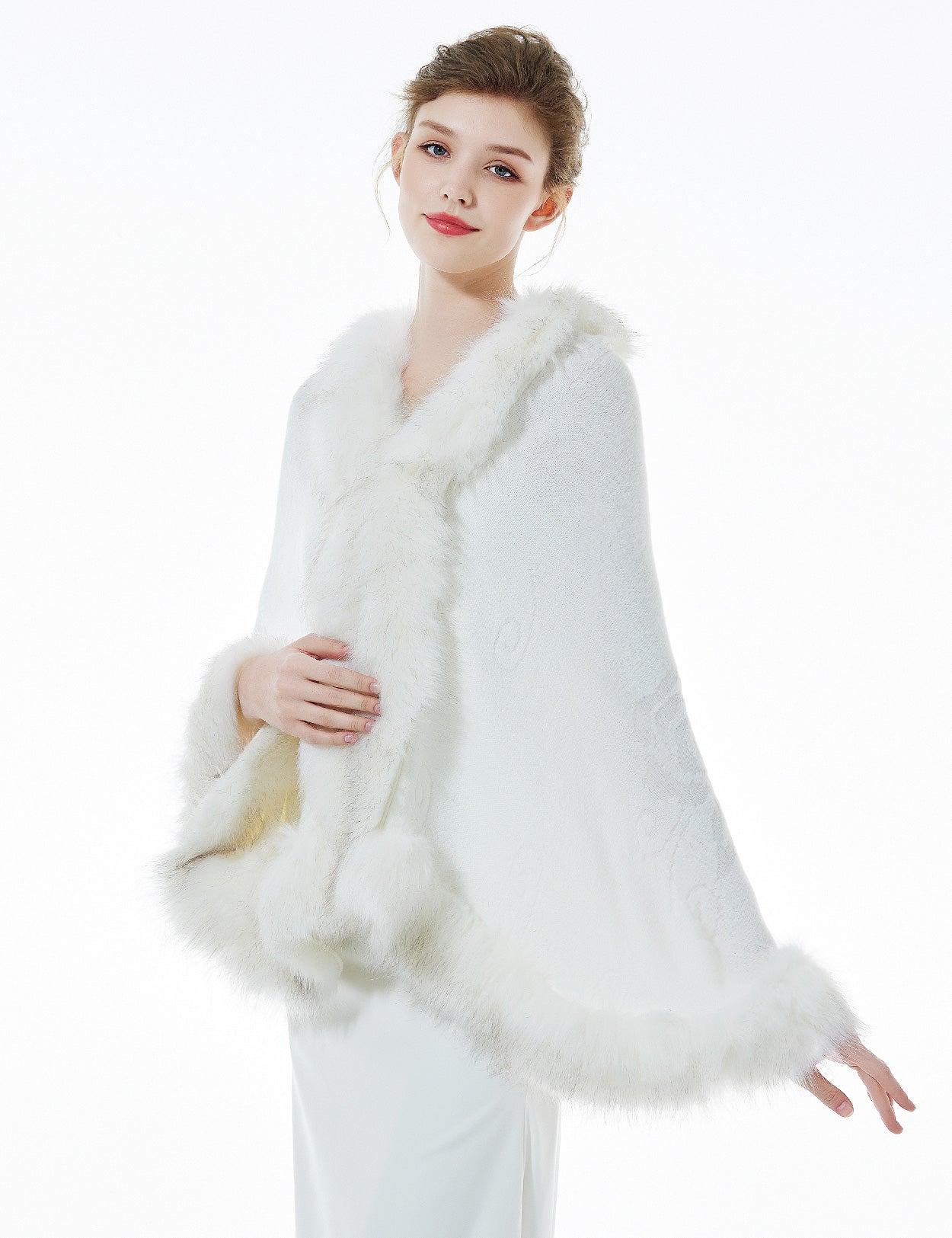 Luxurious Faux Fur Shawl for Winter Wedding Bridal Cape Elegant Wrap