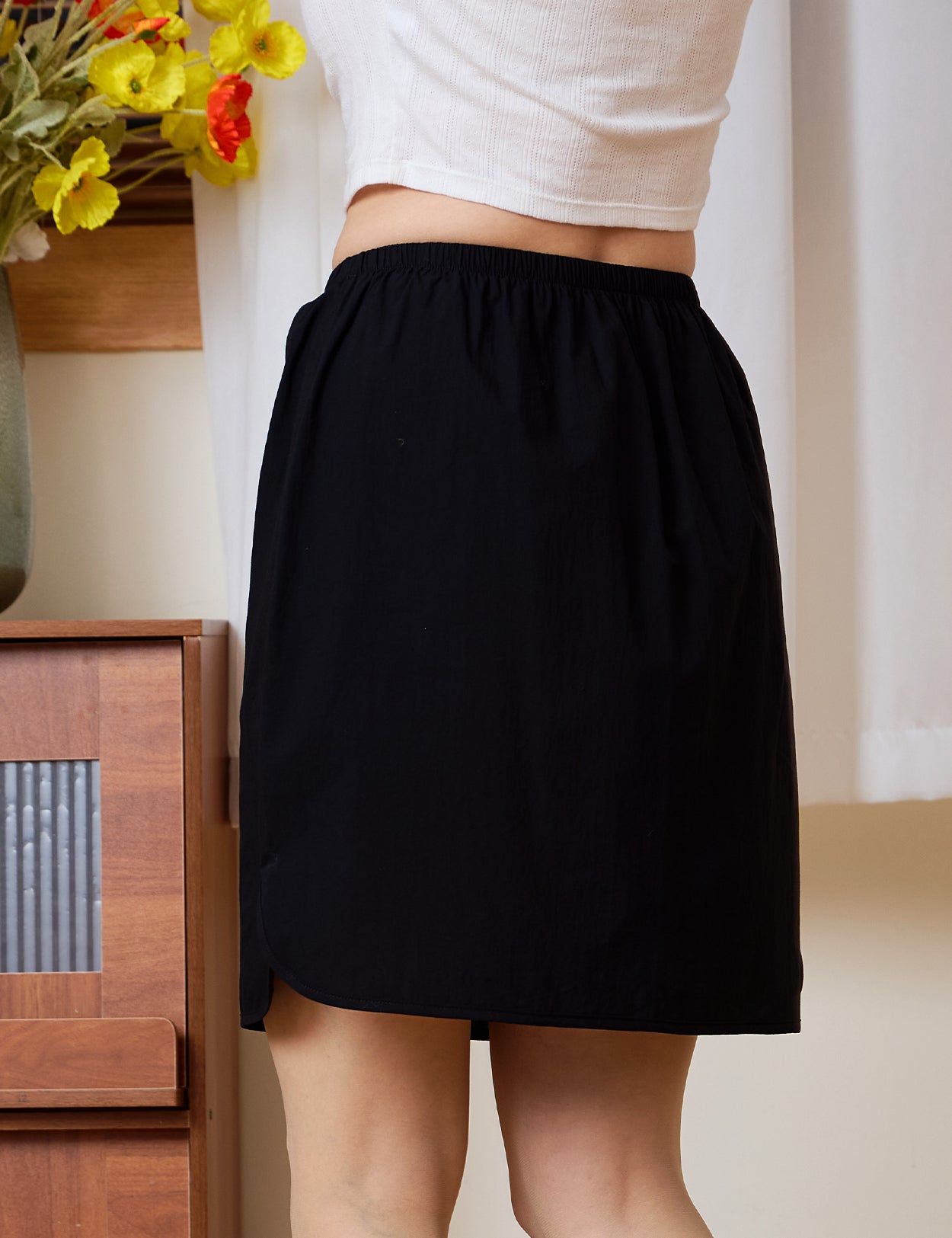 Women's Cotton Half Slip with Curved Hem and Side Slit