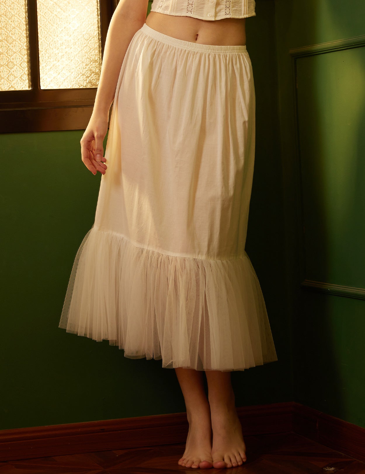 Jupe trapèze médiévale en coton pour femme