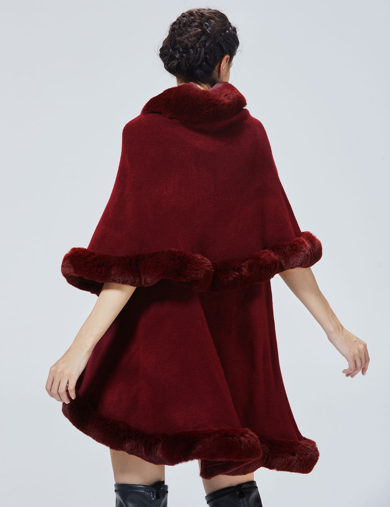 Chic Faux Fur Knit Cape Coat for Winter Weddings & Parties