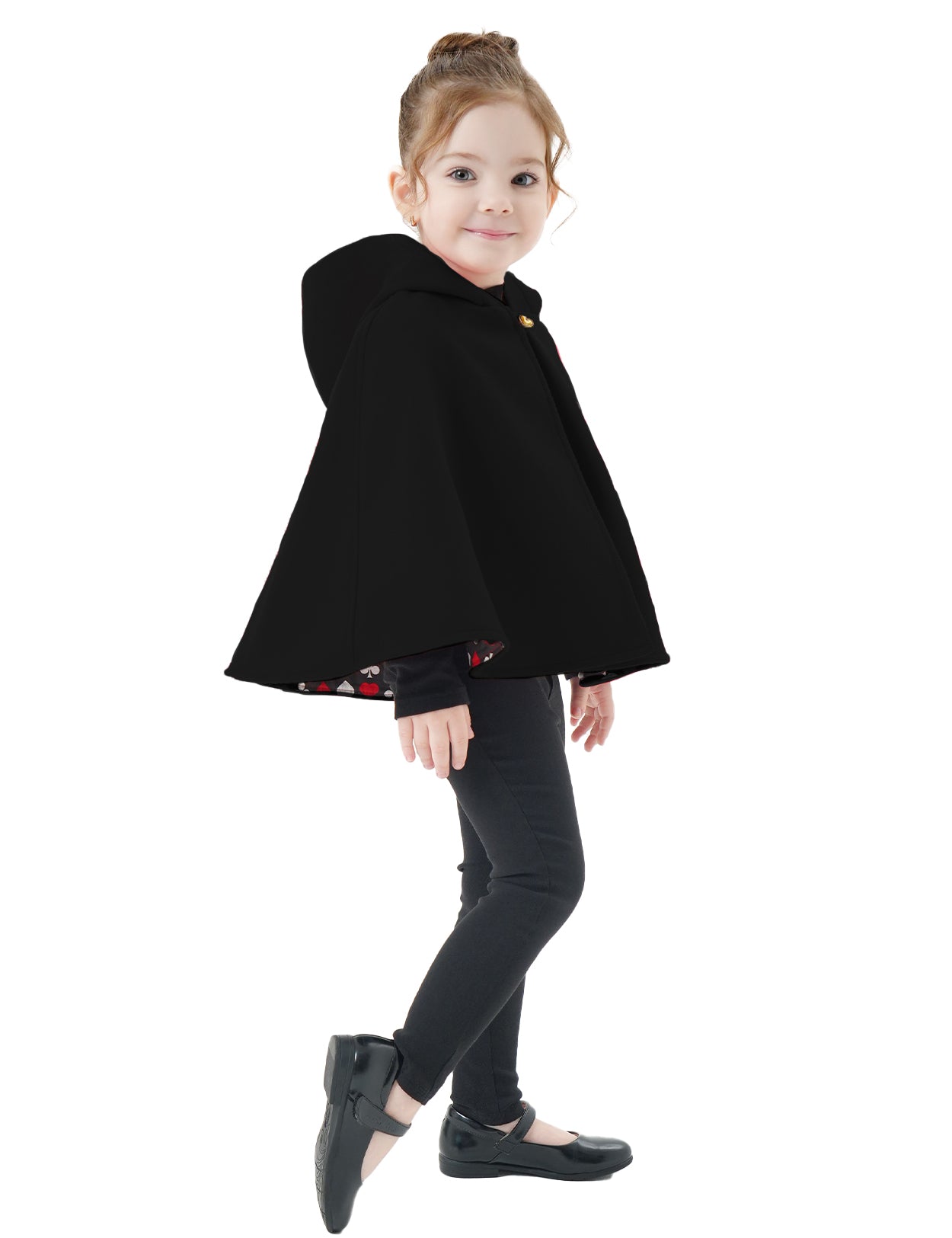 Girl's Hooded Cape Cloak with Cotton Lining for Halloween Christmas