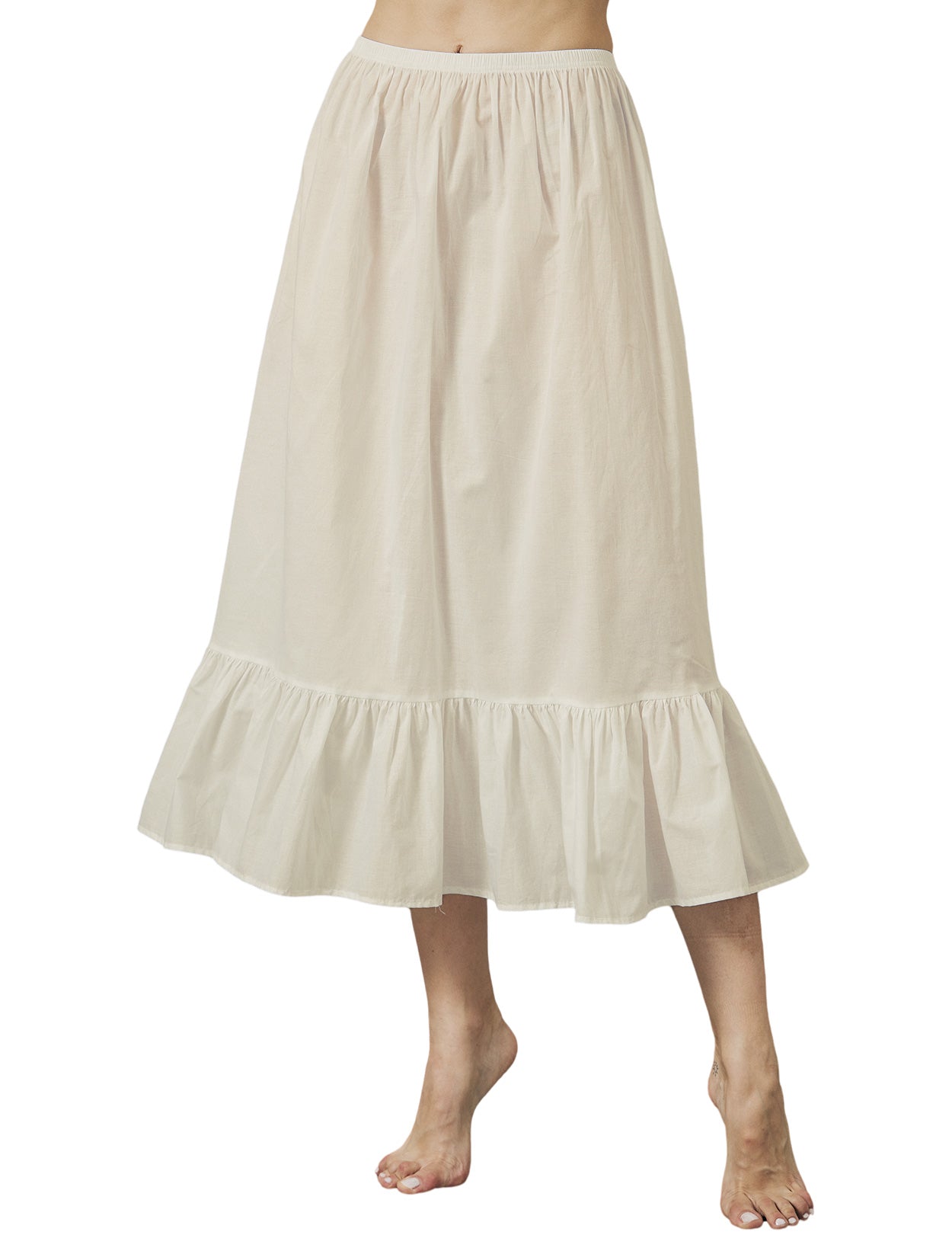 Vintage Cotton Half Slip - Underskirt for Dresses, Comfortable & Breathable (Ivory/Beige/White/Black)