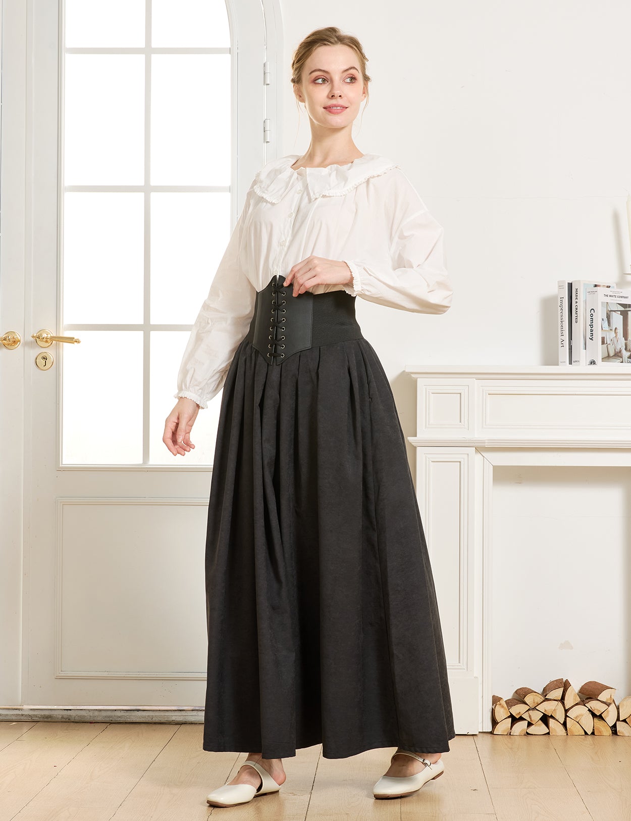 Falda estilo medieval con bolsillos y cintura elástica