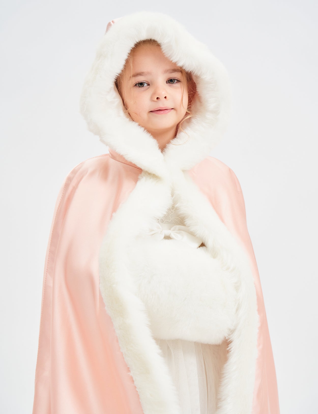 Cape en fourrure pour tout-petit : costume de demoiselle d'honneur et de cape à capuche de Noël
