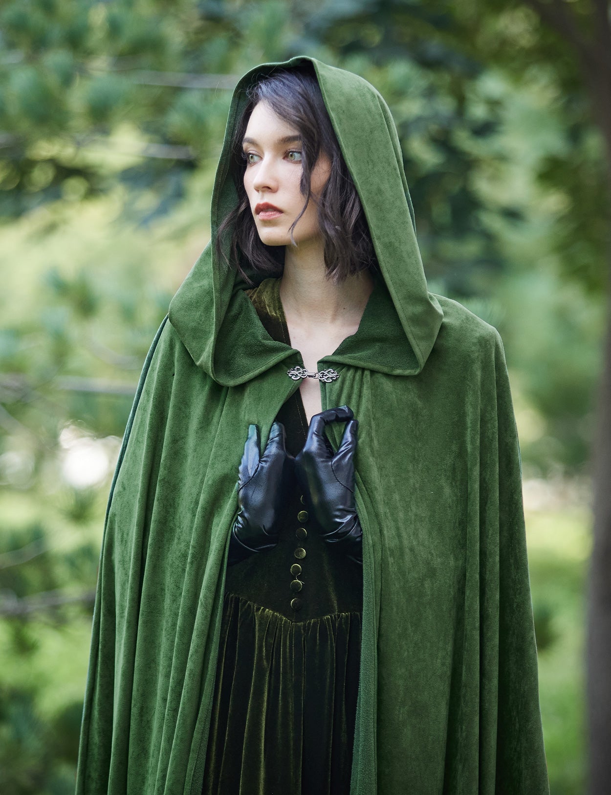 Cape à capuche médiévale pour Halloween, cosplay, cape en daim